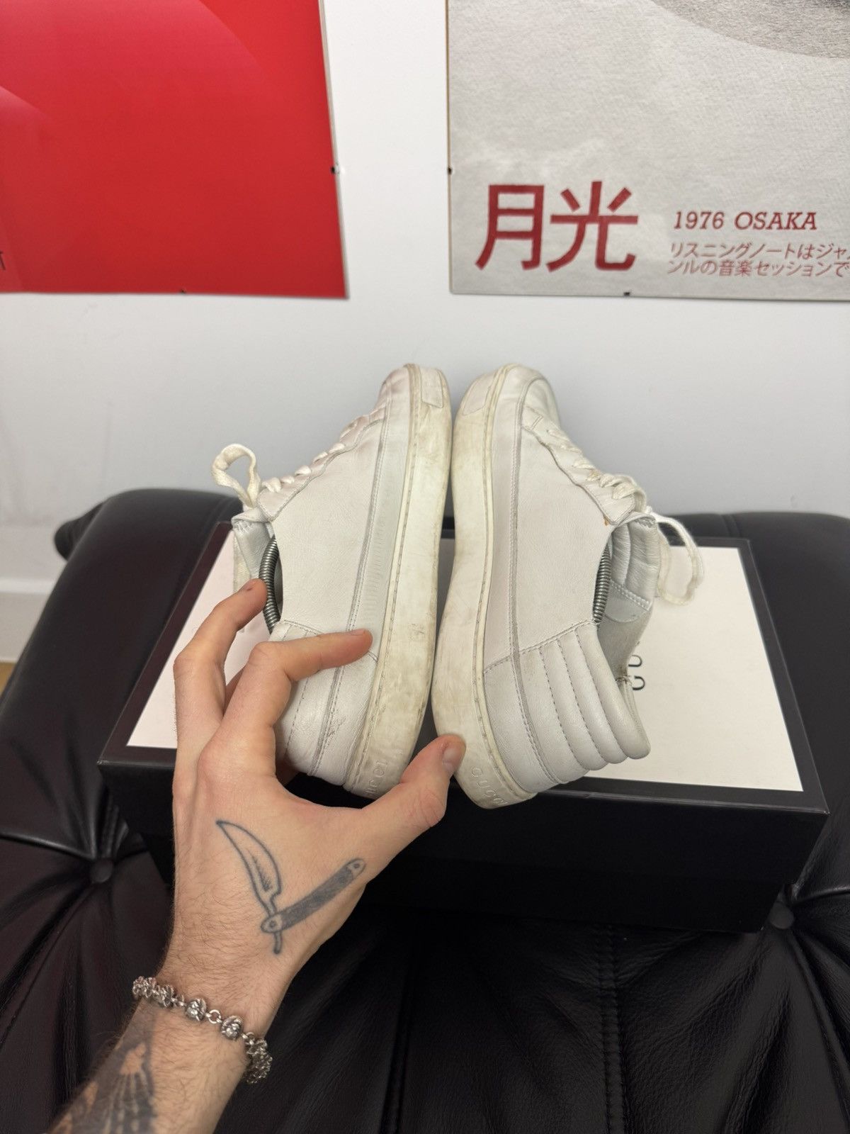 Gucci Gucci Low White Leather Sneakers Designer Luxury Hype Rare Size US 9.5 / EU 42-43 - 8 Thumbnail