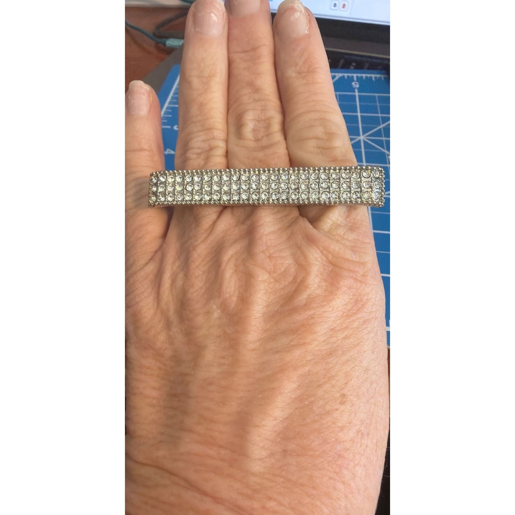 Other Silver Tone Clear Rhinestone Triple 3 Finger Ring Knuckle 3 Size ONE SIZE - 3 Thumbnail
