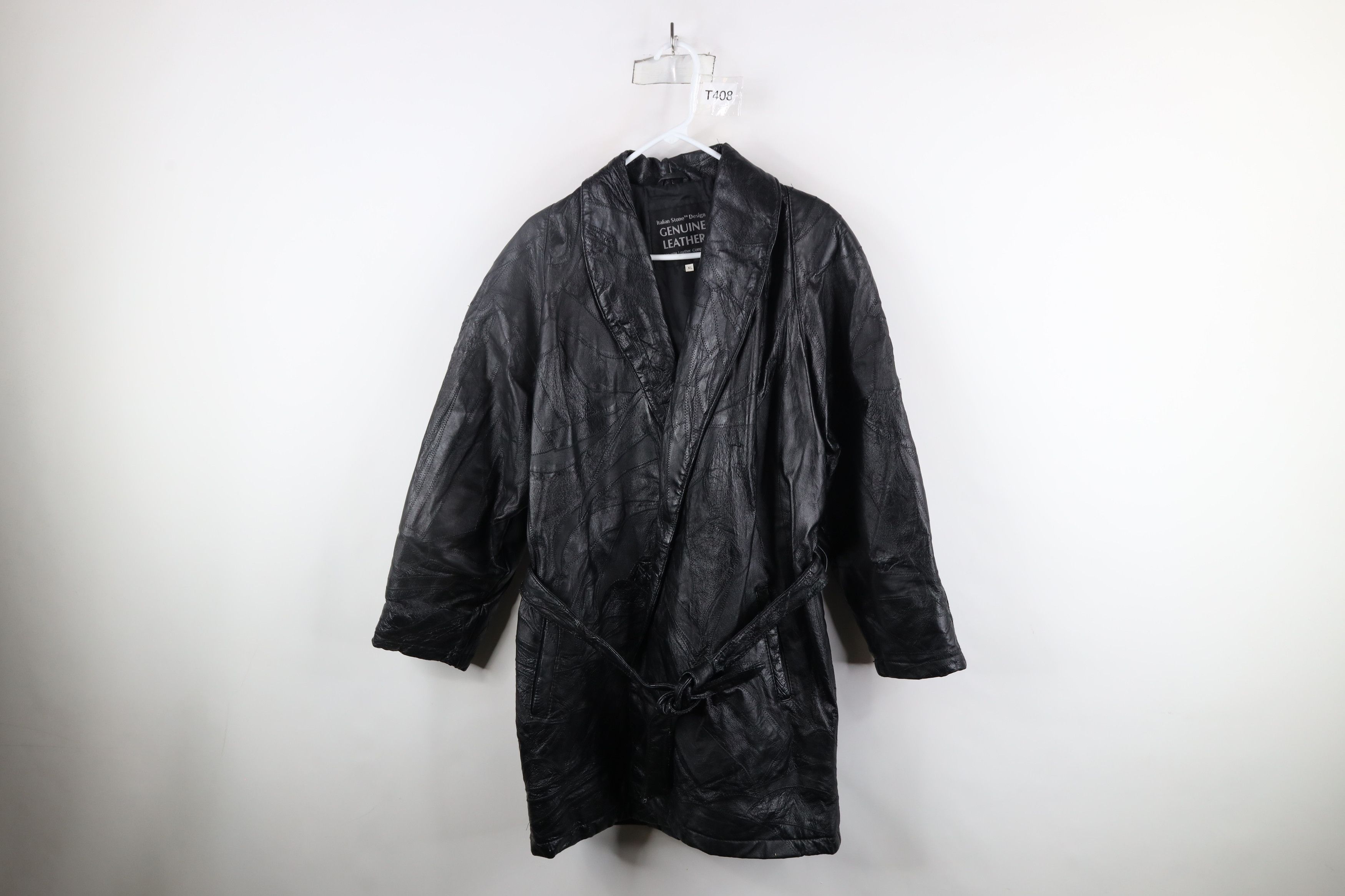 Vintage Vintage 90s Streetwear Belted Leather Trench Coat Jacket Size XL / US 12-14 / IT 48-50 - 1 Thumbnail
