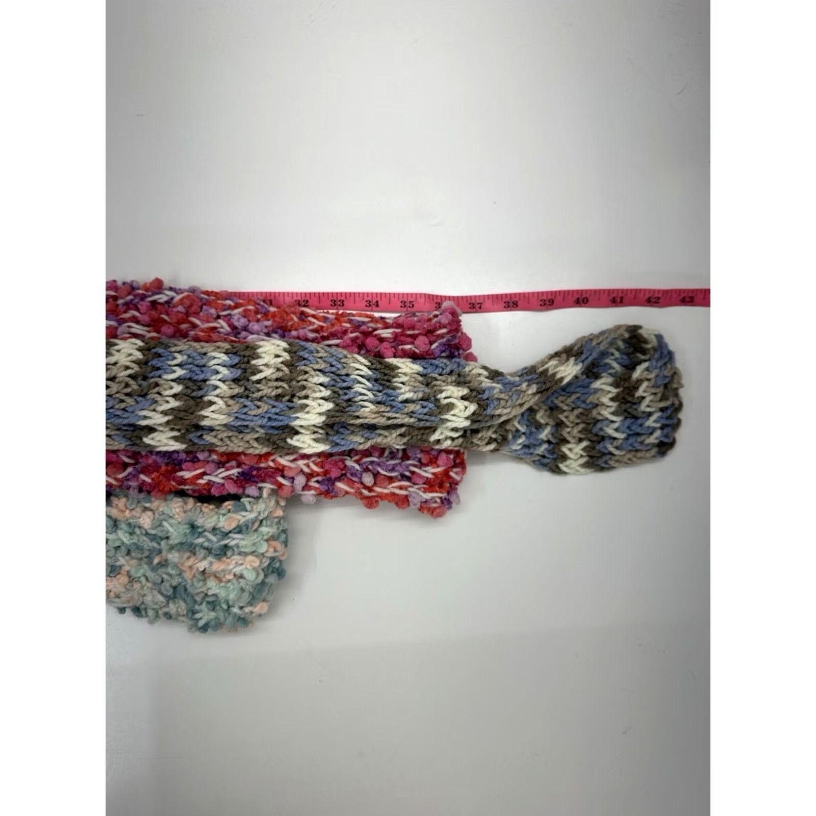Vintage Womens Scarf Set of 3 Knitted Winter Fuzzy Assorted Blue Size ONE SIZE - 3 Thumbnail