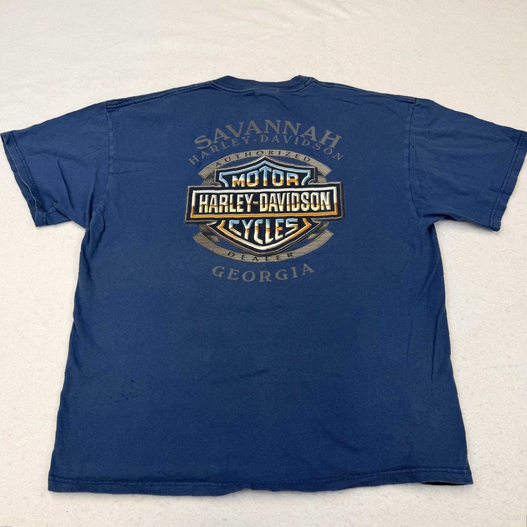 Harley Davidson VINTAGE Harley-Davidson Shirt Mens XL Blue 100 Years Savannah Georgia USA 2000s Size US XL / EU 56 / 4 - 7 Thumbnail