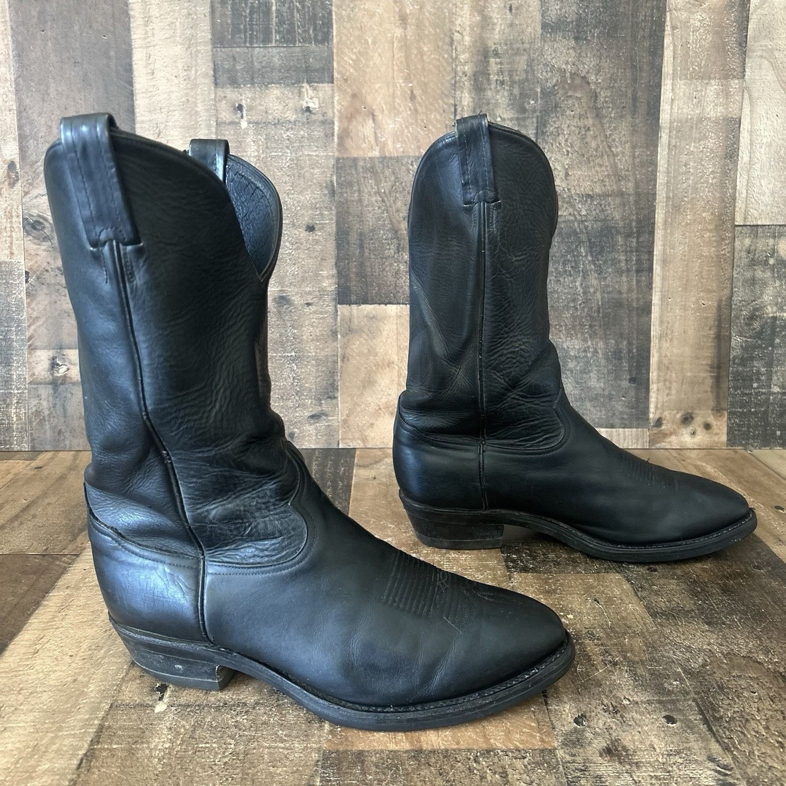 Tony Lama Tony Lama Vintage Black Vibram Sole Cowboy Boots Mens 11 EE Size US 11 / EU 44 - 11 Thumbnail