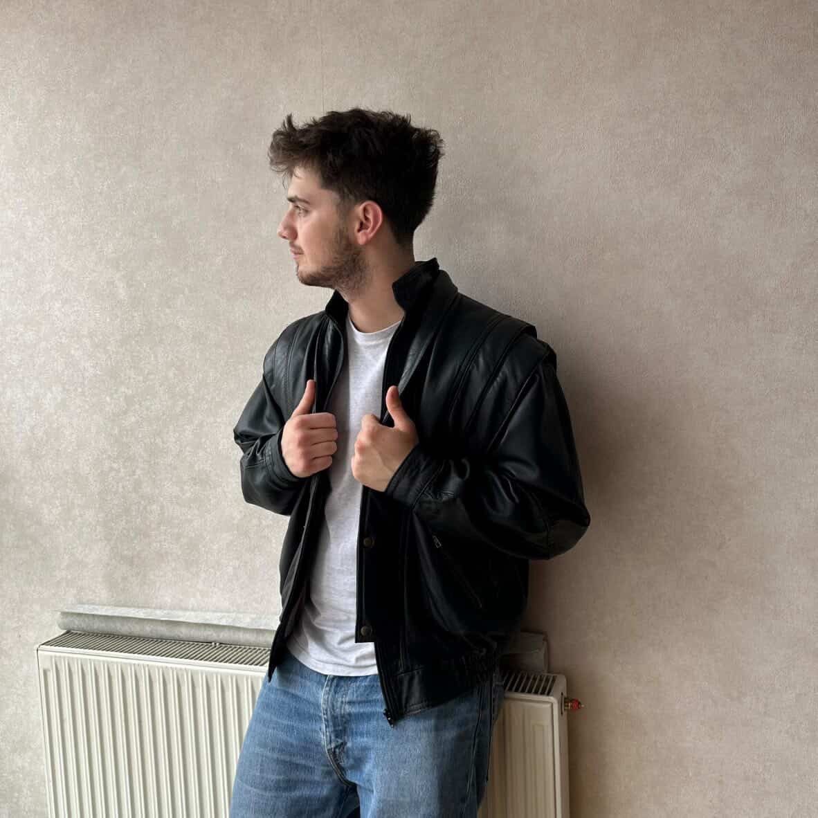 Genuine Leather Vintage Leather Jacket Size US L / EU 52-54 / 3 - 3 Thumbnail
