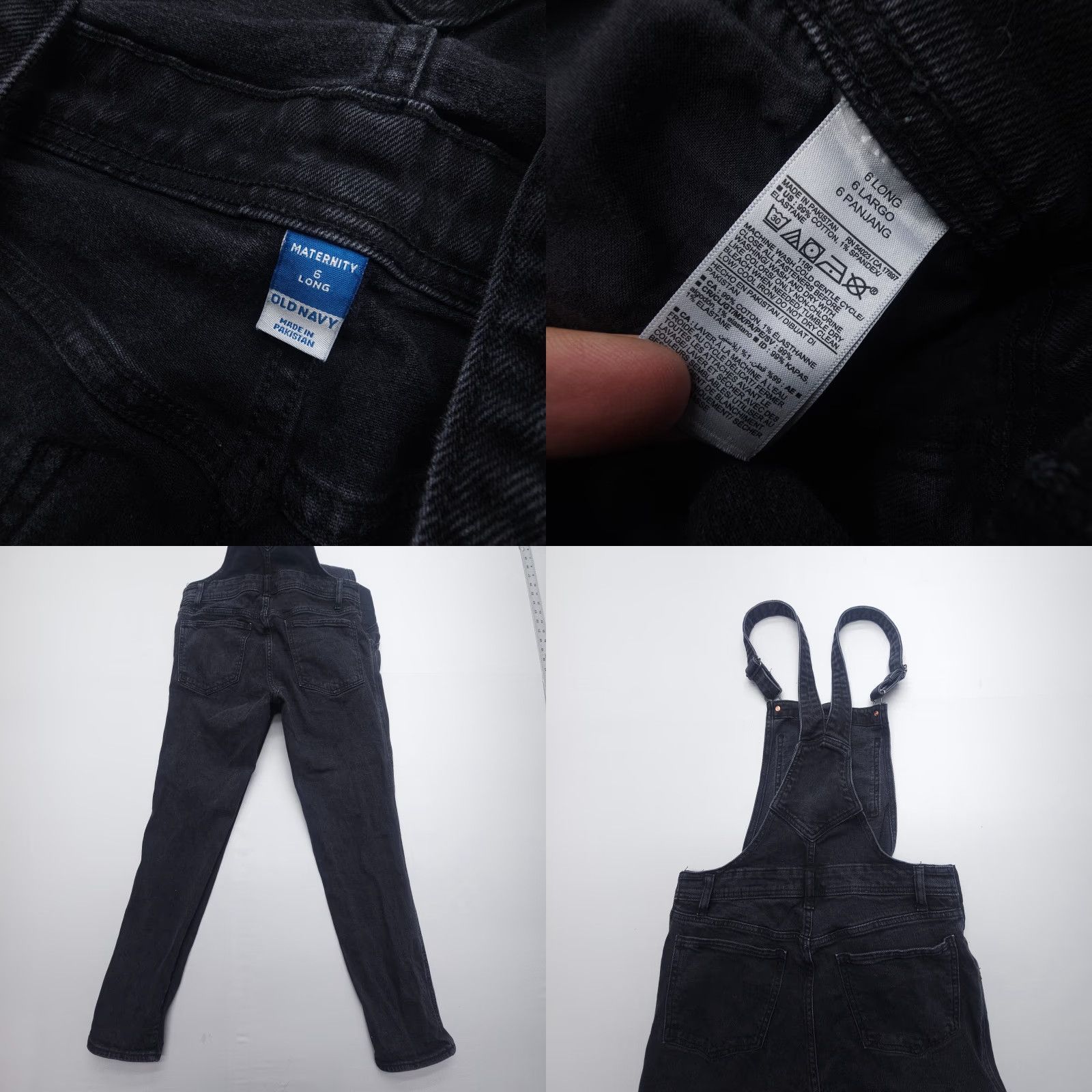 Old Navy Maternity Old Navy Bib Jean Overalls Size 6 Long Black Distressed Dark Wash 30in Size 28" / US 6 / IT 42 - 8 Thumbnail