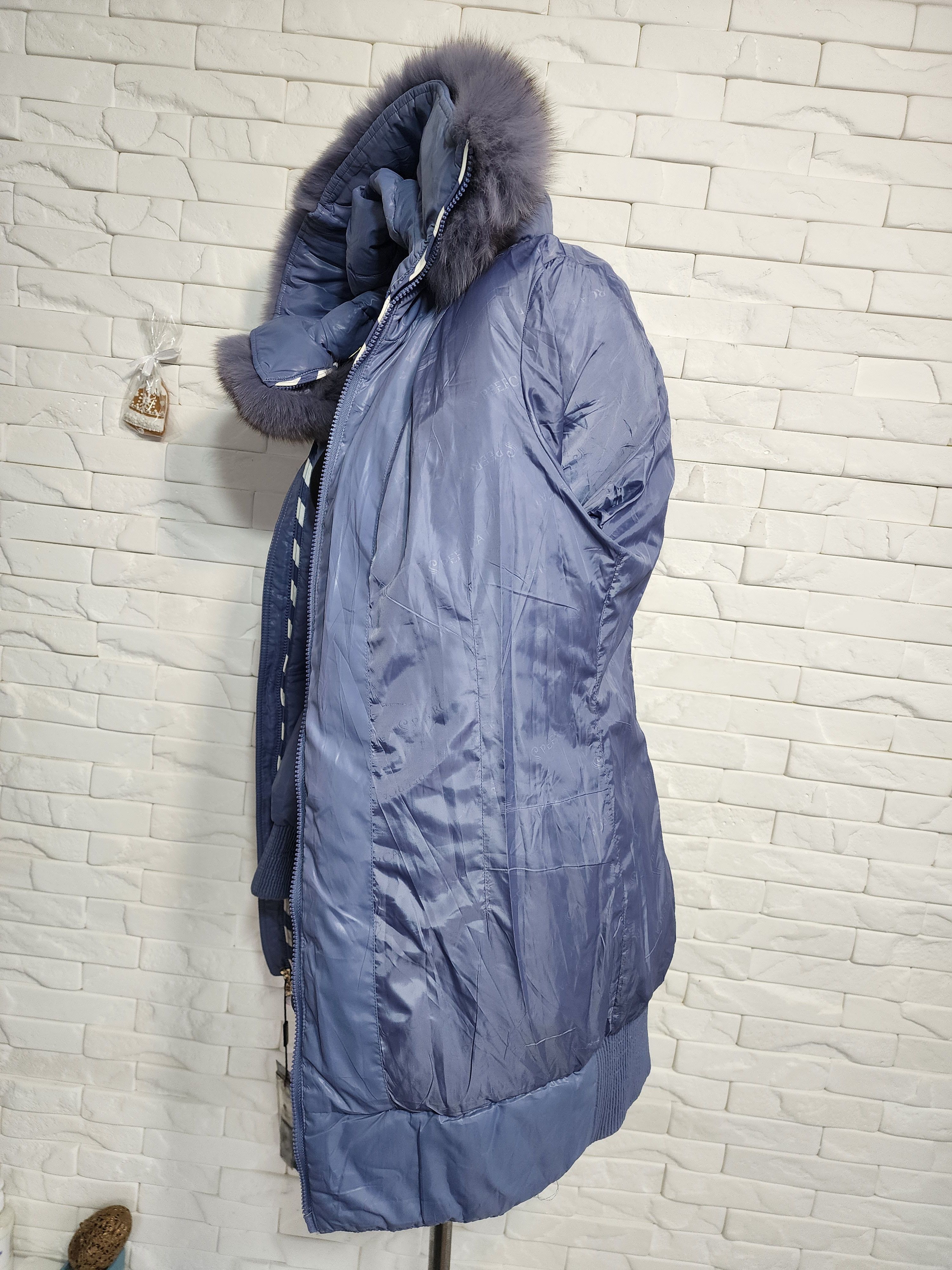 Uniqlo Blue Down Puffer Coat: Hooded Fur Trim Winter Jacket Size M / US 6-8 / IT 42-44 - 10 Thumbnail