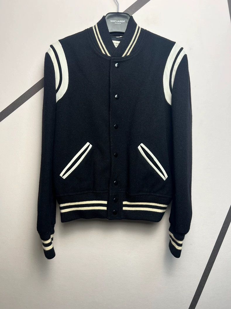 Saint Laurent Paris Saint Laurent Wool Baseball Jacket Black White-dmc Size US L / EU 52-54 / 3 - 1 Thumbnail