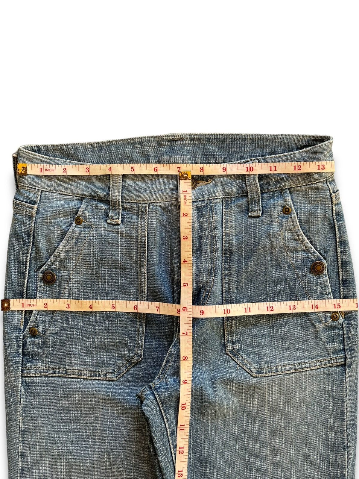 Japanese Brand Vintage Japanese Brand Blue Wash Flare Style Fatigue Jeans Size 27" / US 4 / IT 40 - 12 Thumbnail