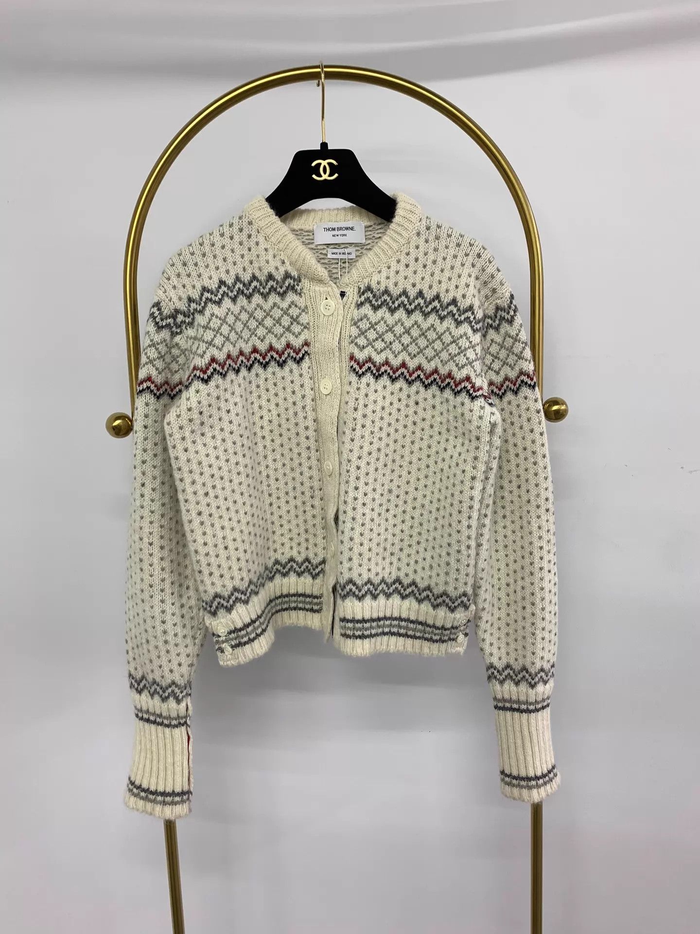Thom Browne Thom Browne White Colorblock Fair Isle Cardigan 42 Size M / US 6-8 / IT 42-44 - 1 Thumbnail