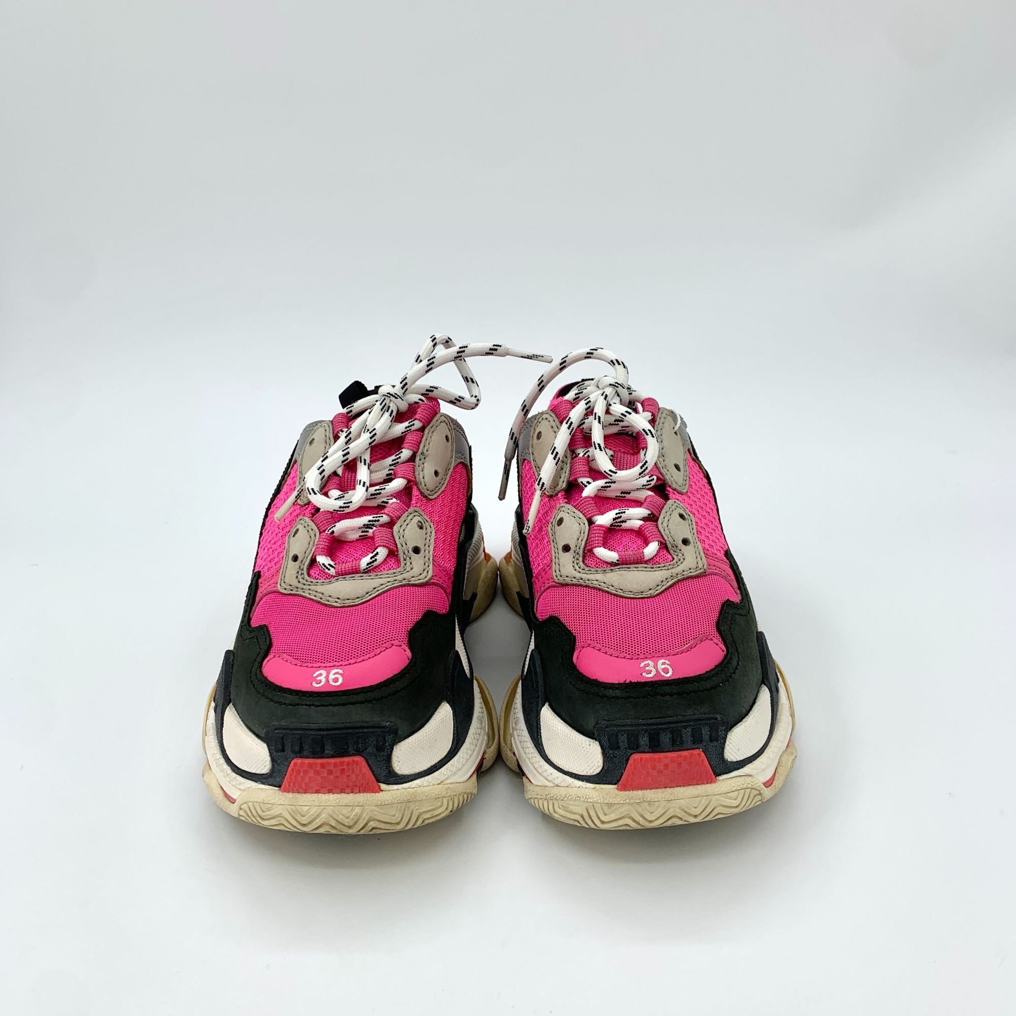 Balenciaga Balenciaga Womens Triple S Pink & Black Lace-Up Sneakers Siz Size US 6 / IT 36 - 8 Thumbnail