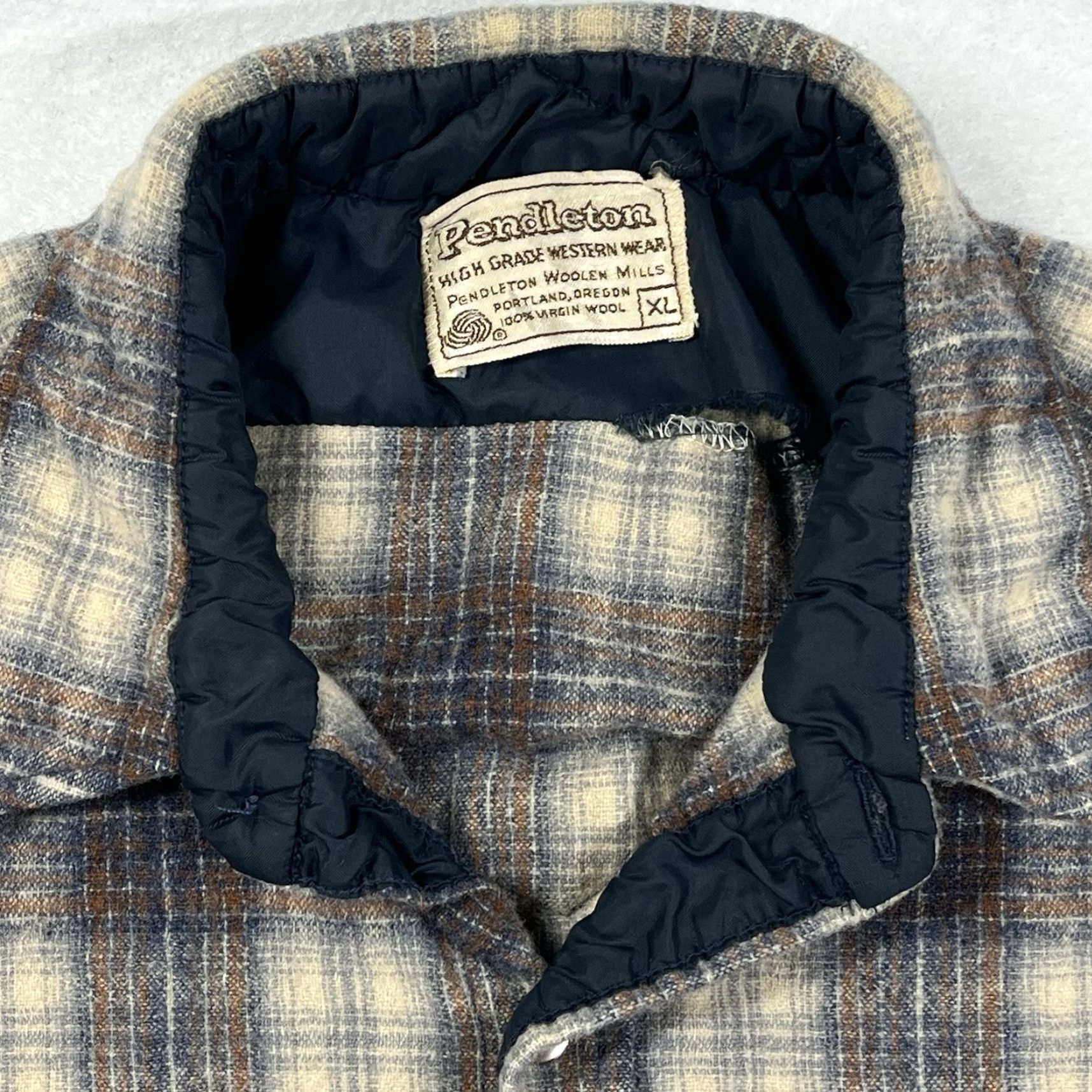 Pendleton VINTAGE Pendleton Western Wear SHIRT Pearl Snap BUTTON Plaid XL Brown Wool Classic Cowboy Western Mens Size US XL / EU 56 / 4 - 2 Thumbnail