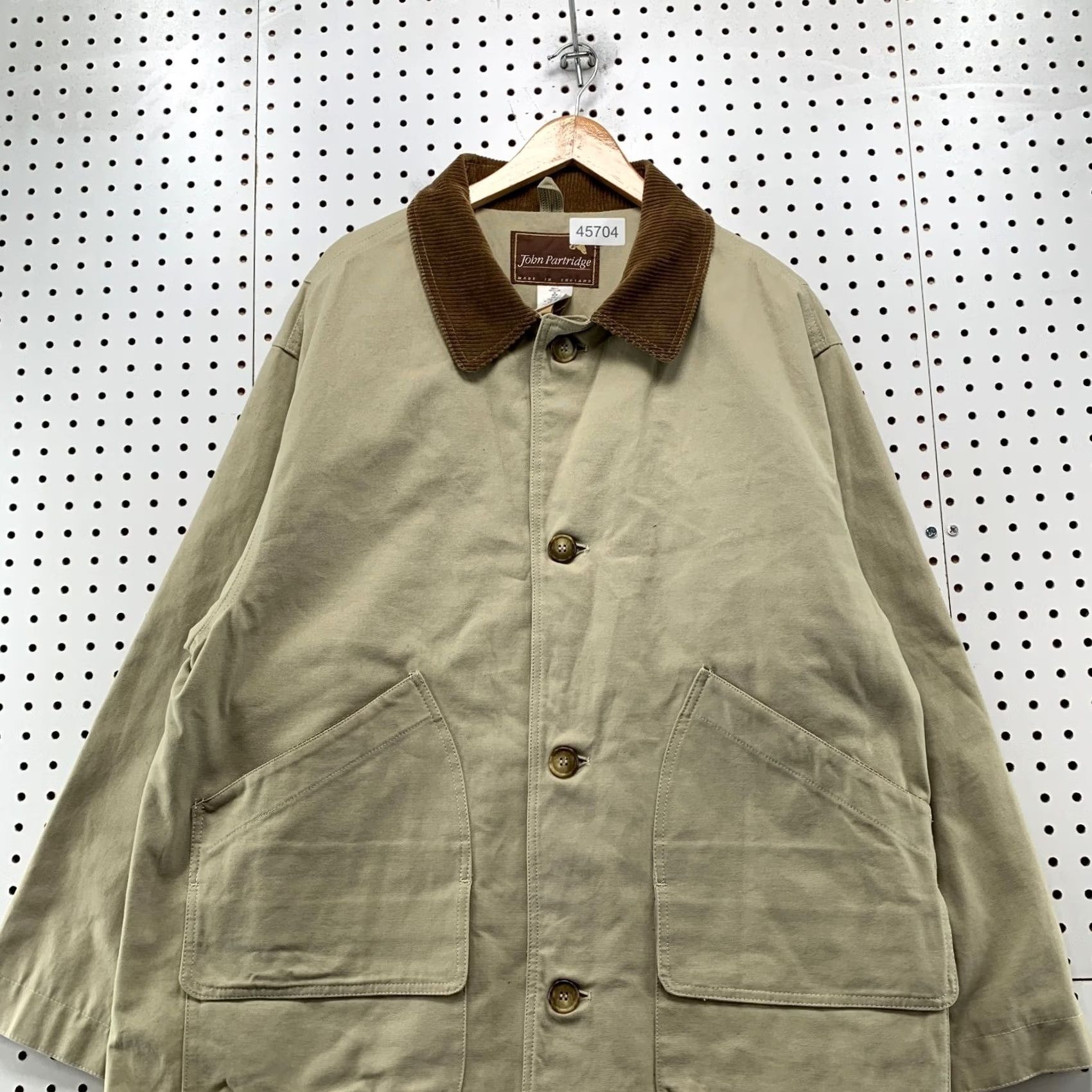 Vintage John Partridge Coat Men M Beige Canvas Corduroy Collar England Size US M / EU 48-50 / 2 - 6 Thumbnail