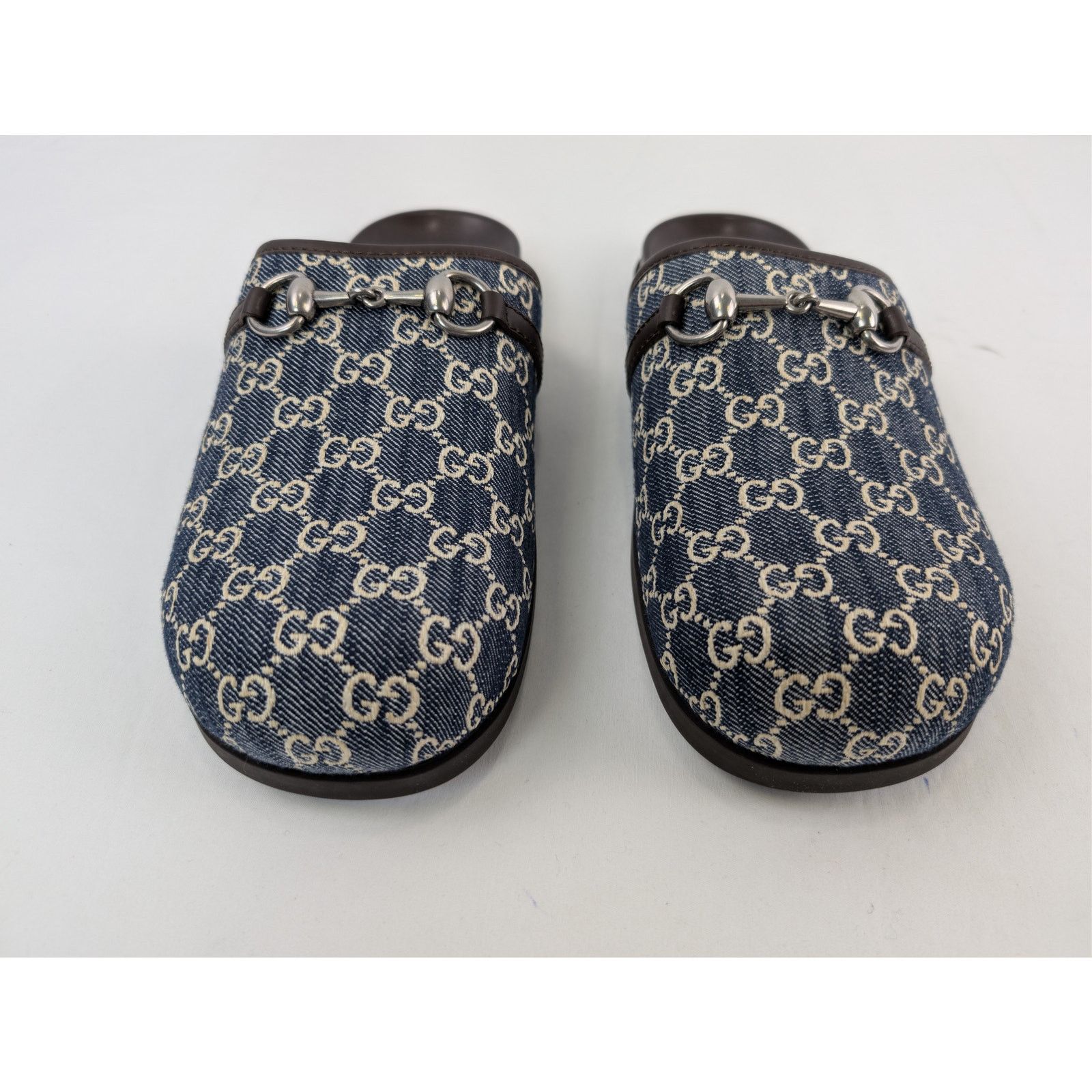 Gucci o1rshd1 Horsebit Mule Slide Sandals in Beige Blue/ Navy Blue Size US 8.5 / EU 41-42 - 9 Thumbnail