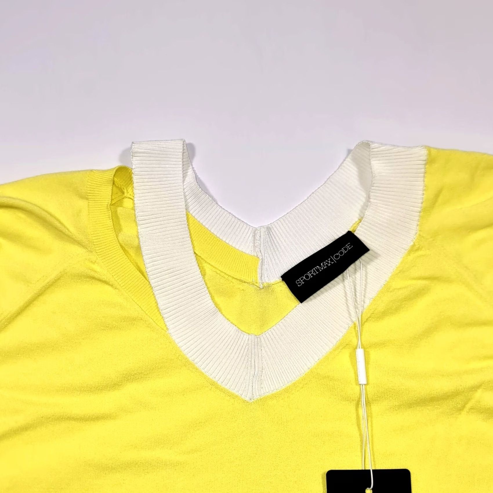 Sportmax SportMax Womens Jumper Yellow L Long Sleeve V-Neck Pullover Knit Top Size L / US 10 / IT 46 - 4 Thumbnail