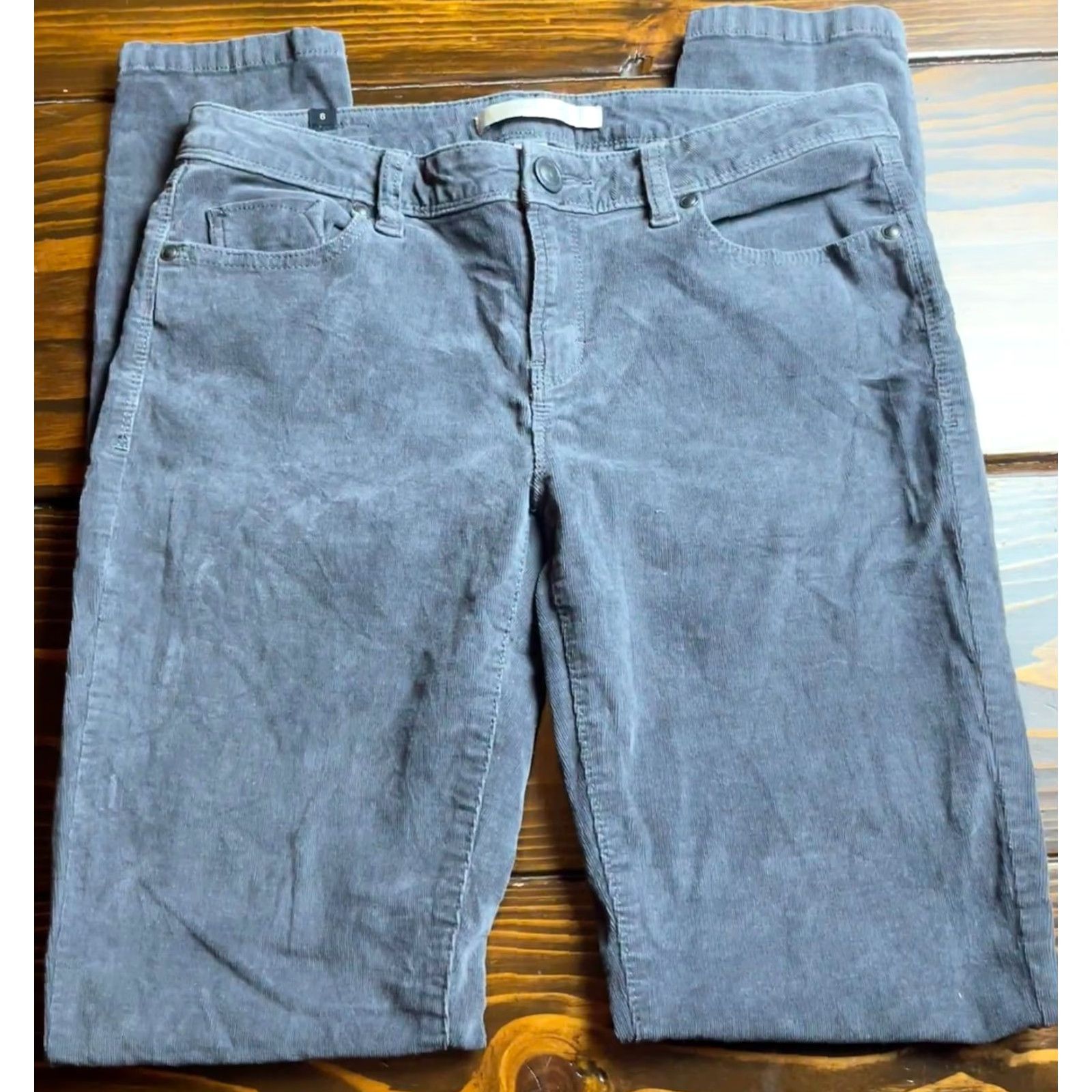 Vintage LC Lauren Conrad Pants Women's 6 Gray Corduroy Straight Pockets Regular Fit Chino Casual Fall Spring Summer Womens Size 28" / US 6 / IT 42 - 2 Thumbnail