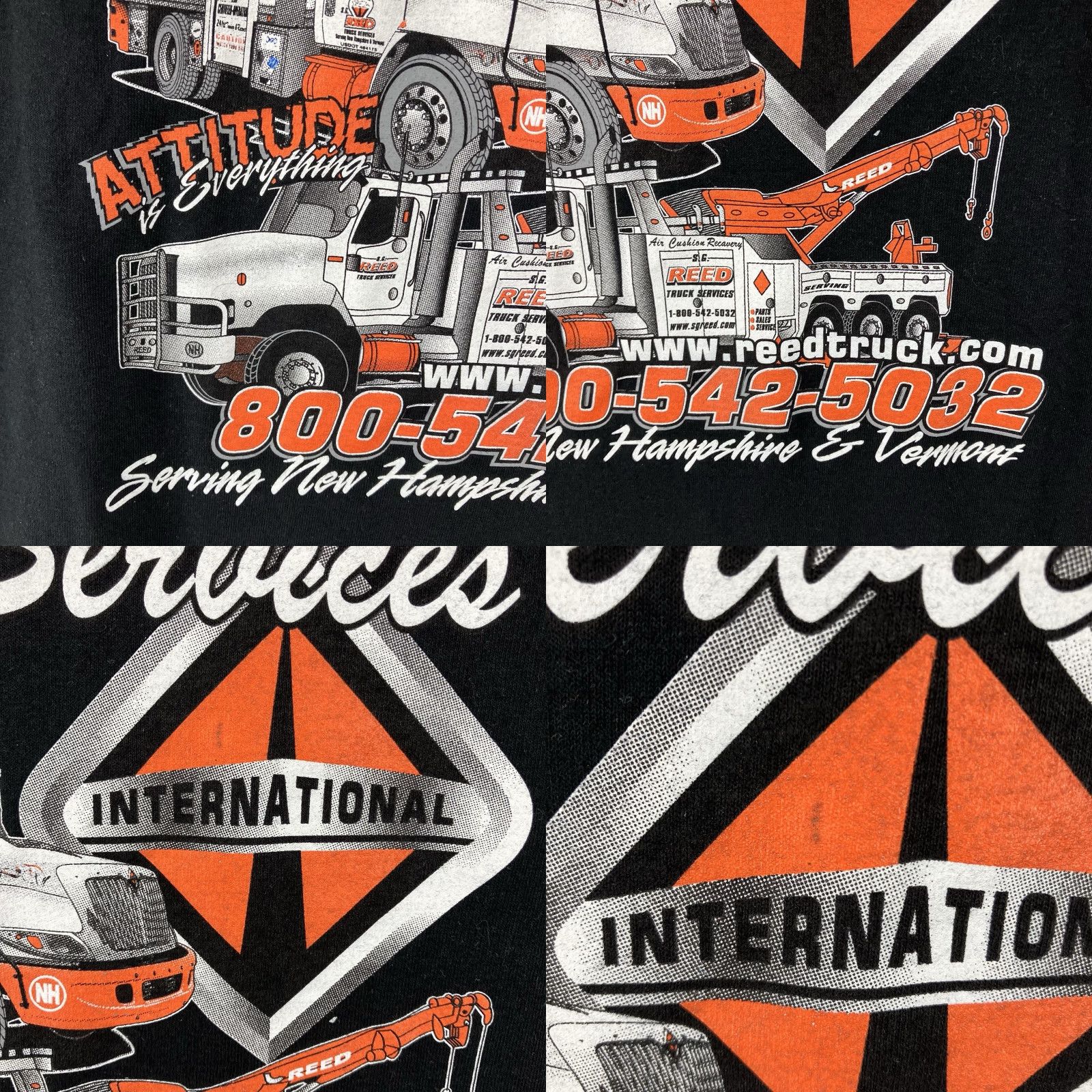 Port & Company VINTAGE Port & Company T-Shirt 2XLT Black Crew Neck Long Sleeve Graphic Print Biker Flame Logo Reed Trucking USA 2000s Men Mens Size US XXL / EU 58 / 5 - 9 Thumbnail