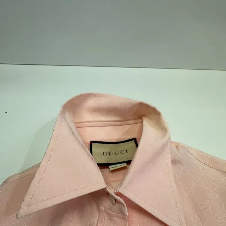 Gucci Gucci Pink Logo Print Long Sleeve Shirt-2507 Size M / US 6-8 / IT 42-44 - 1 Thumbnail