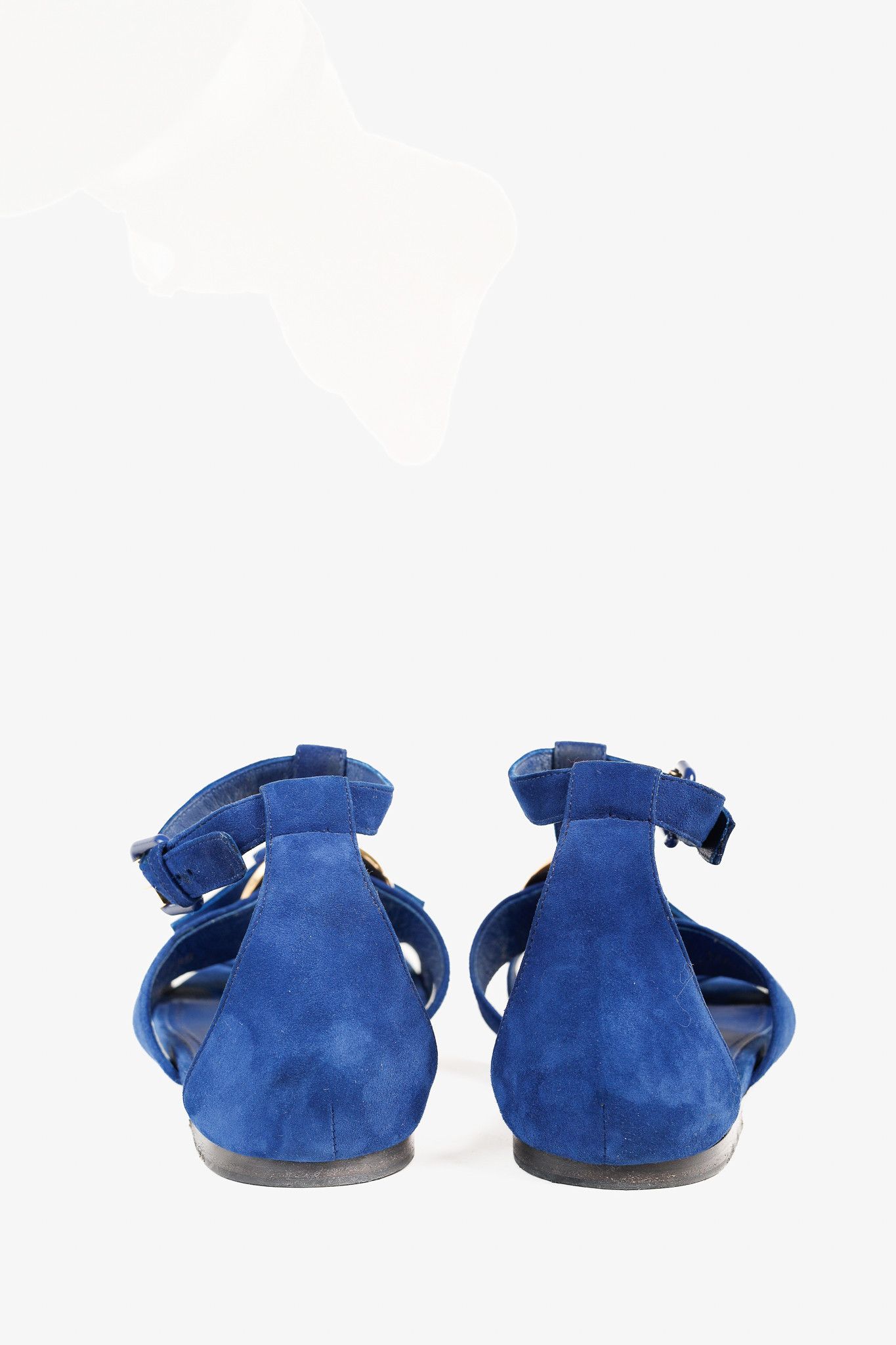 Louis Vuitton Louis Vuitton Gold-Medallion Blue Suede Knot Flat Sandals Size US 6.5 / IT 36.5 - 4 Thumbnail