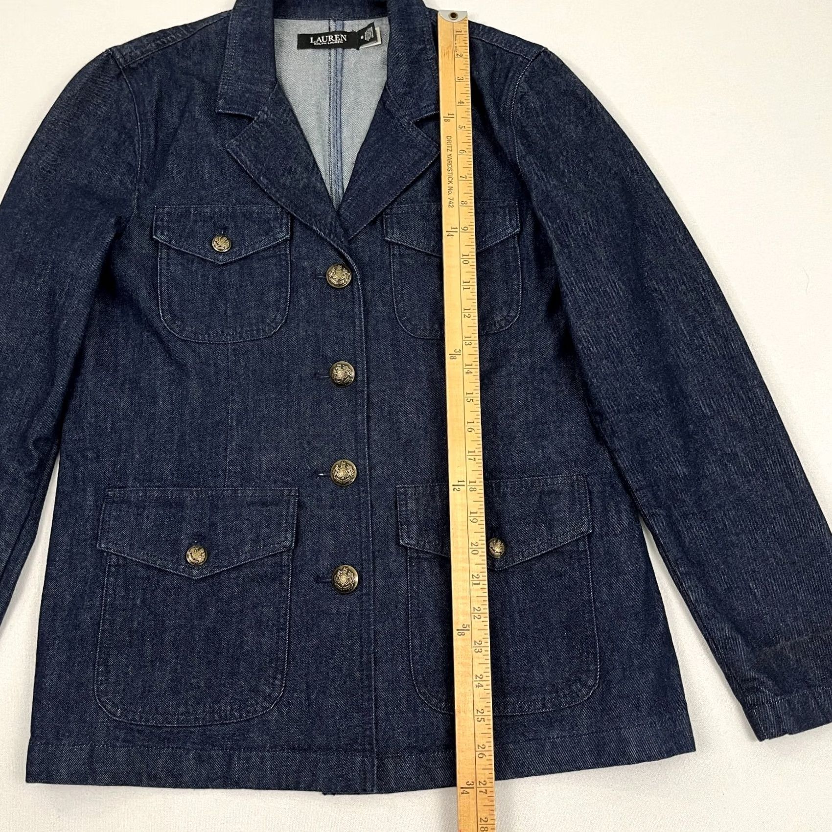 Ralph Lauren VINTAGE Lauren Ralph Lauren Denim Blazer Jacket Size 10 Blue Equestrian Academia Preppy Mens Women? Size L / US 10 / IT 46 - 4 Thumbnail