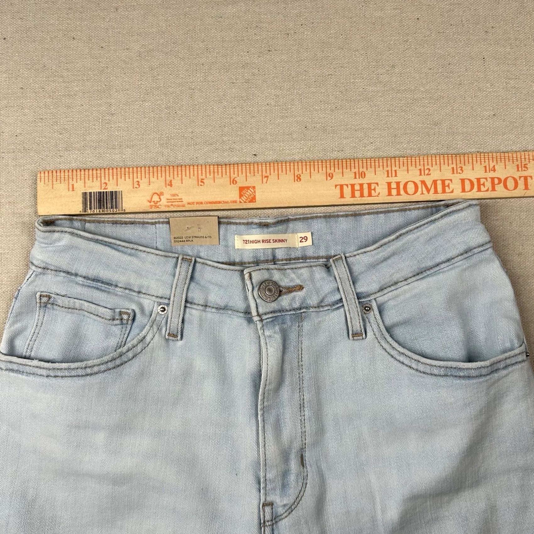 Levi's VINTAGE Levi's Jeans Womens 29 High Rise Skinny 29x30 Distressed Light Wash Denim Blue Cotton Viscose 5-Pocket Mens Womens Size 29" - 7 Thumbnail