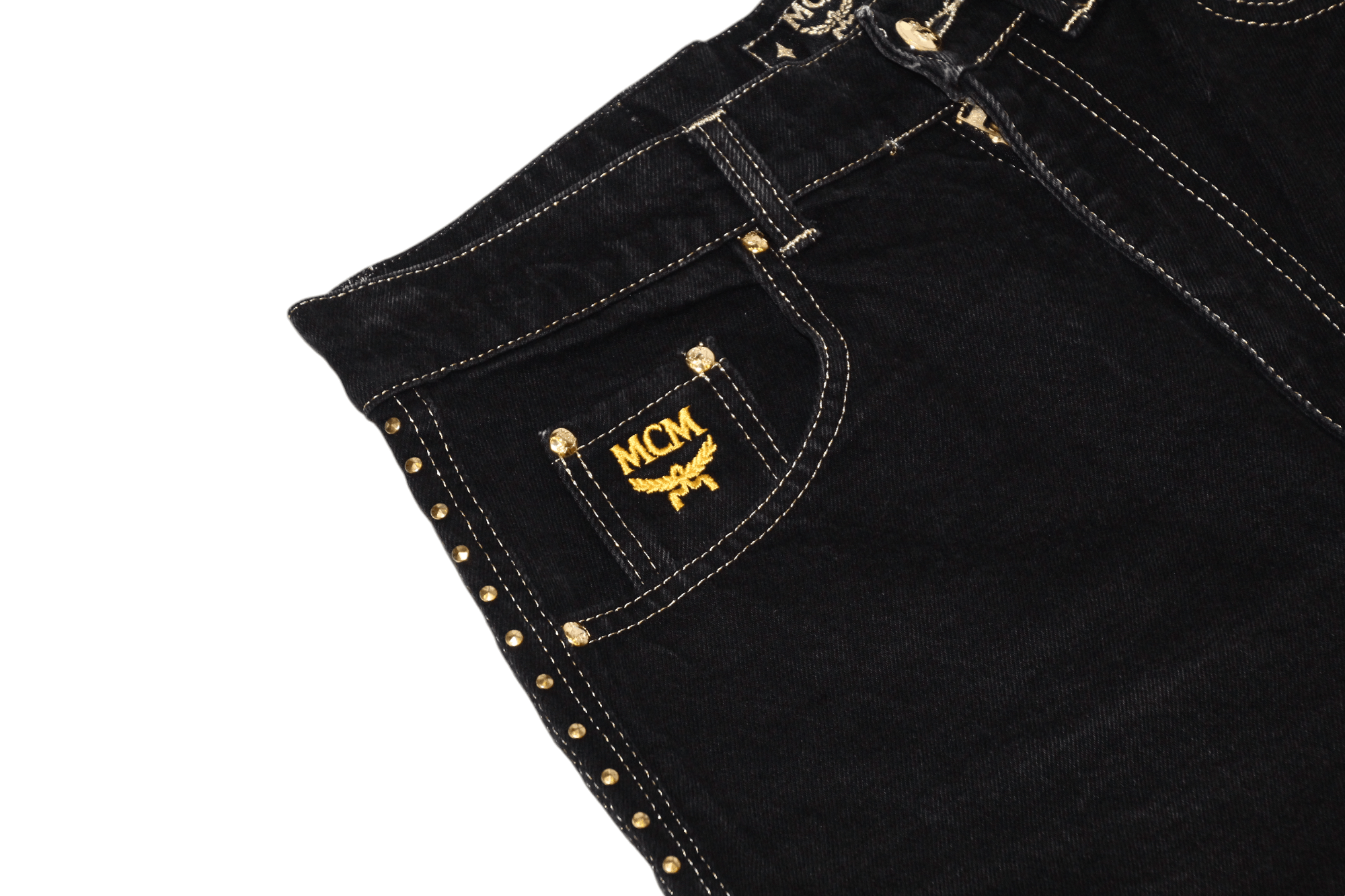 MCM RARE🔥90's MCM Studded Gold Taper Baggy Jeans Size US 32 / EU 48 - 11 Thumbnail