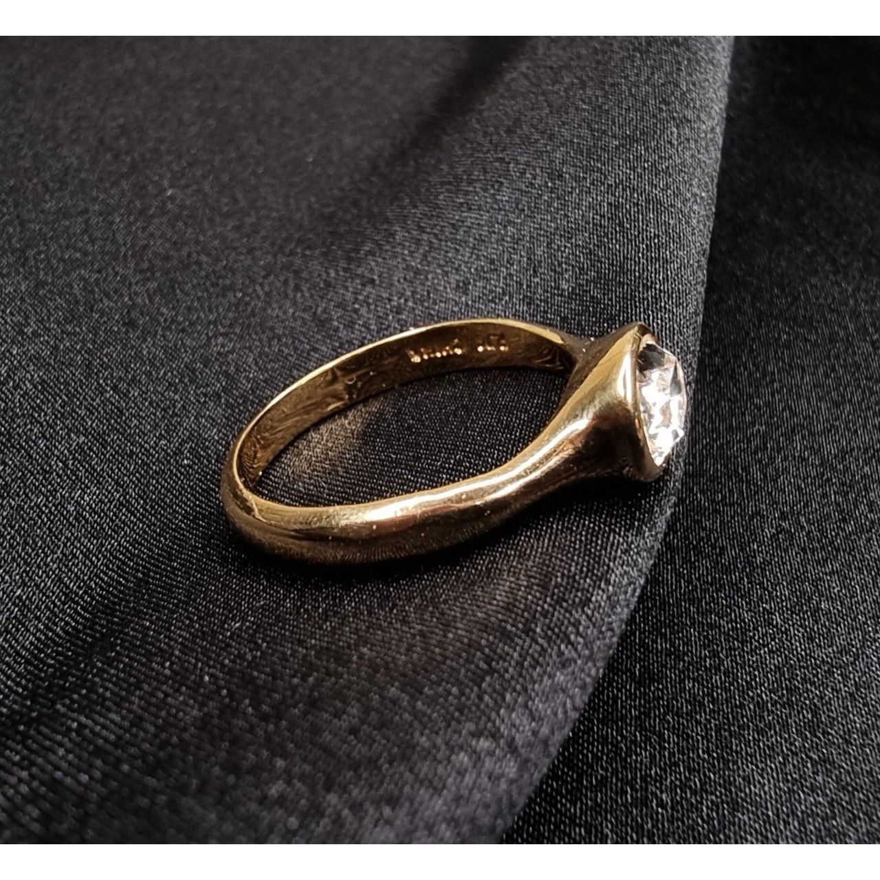 Vintage RGC Signed Ring With Oval Crystal Centerpiece Size 10.5 Made Size ONE SIZE - 2 Thumbnail