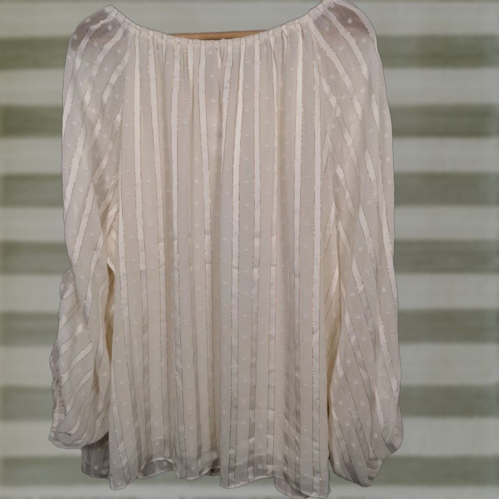 Vintage VINTAGE Cato Blouse Shirt Plus Size 22/24 Ivory Boho Renaissance Smocked Off-the-Shoulder Long Balloon Sleeve Ladies Size 3XL / US 20-22 - 1 Thumbnail