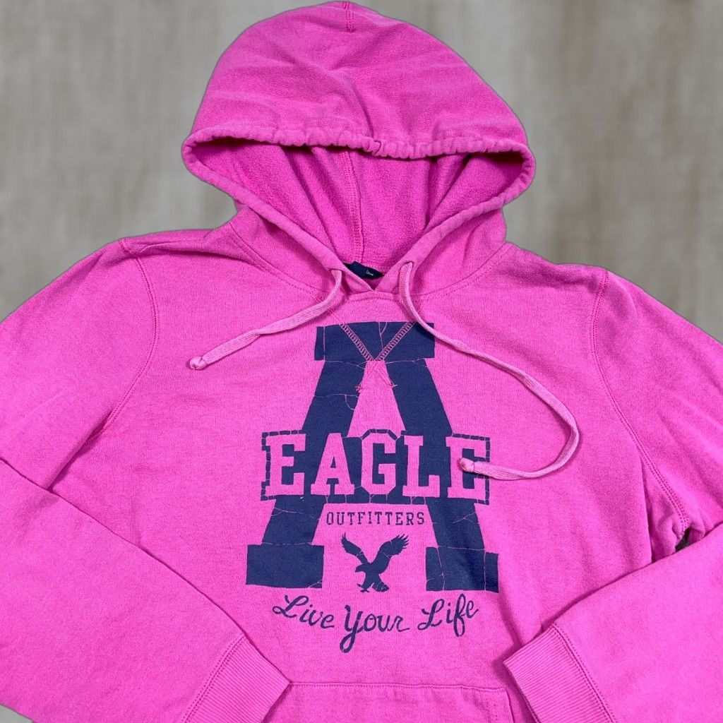 American Eagle Outfitters VINTAGE American Eagle Outfitters Hoodie Women XL Pink Sweatshirt 2000s Live Your Life Size XL / US 12-14 / IT 48-50 - 1 Thumbnail
