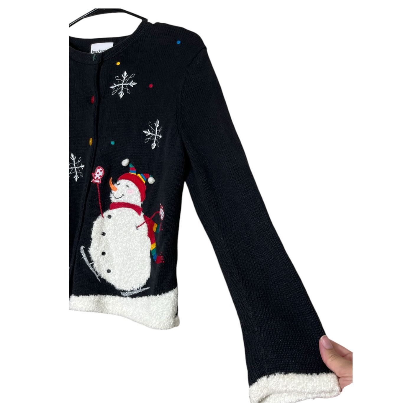 Other Vintage BRECKENRIDGE Black Christmas Snowman Cardigan Sweate Size S / US 4 / IT 40 - 4 Thumbnail
