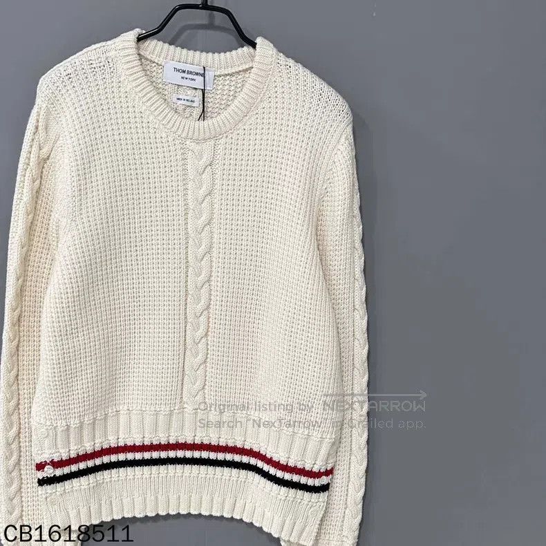 Thom Browne Thom Browne Striped Cable Knit Sweater Size US L / EU 52-54 / 3 - 2 Thumbnail