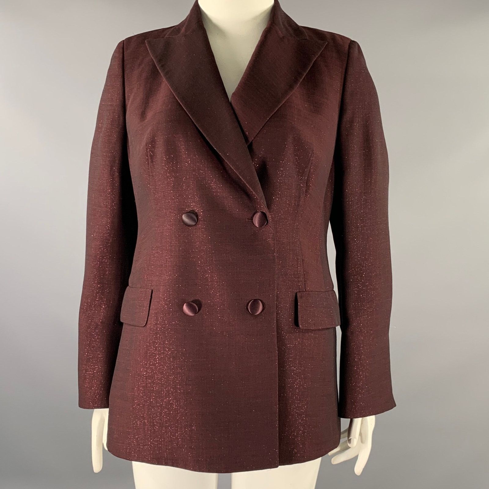 Akris AKRIS Size 12 Burgundy Wool Polyester Sparkly Jacket Size XL / US 12-14 / IT 48-50 - 1 Thumbnail