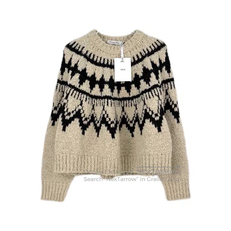 Dior Dior Beige half-wool sweater Size S / US 4 / IT 40 - 1 Thumbnail