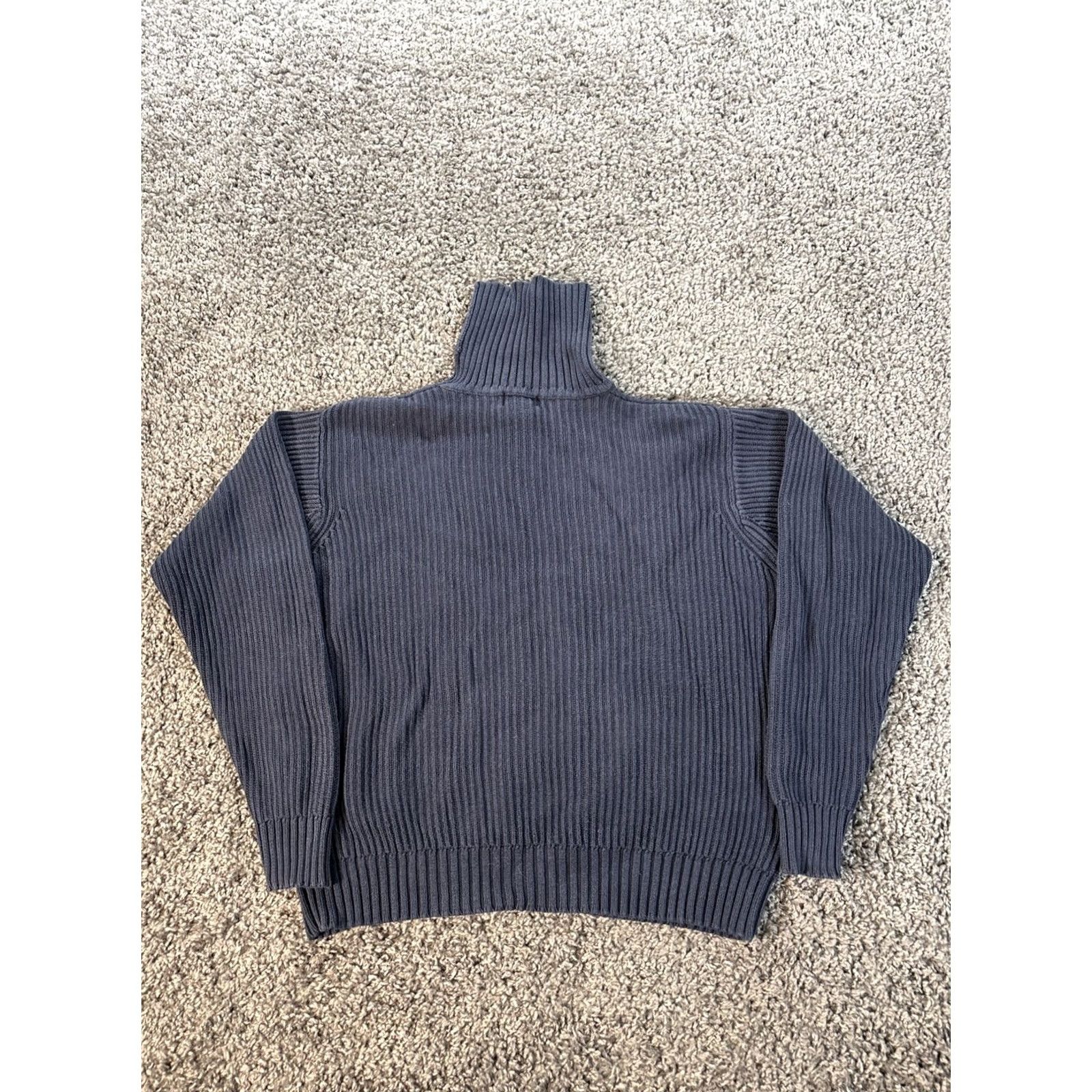 Vintage L.L. Bean Chunky Knit Turtleneck Sweater Mens M Reg Blue 100% Cotton Ribbed Pullover Long Sleeve Knit Classic Outdoor Mens Size US M / EU 48-50 / 2 - 5 Thumbnail
