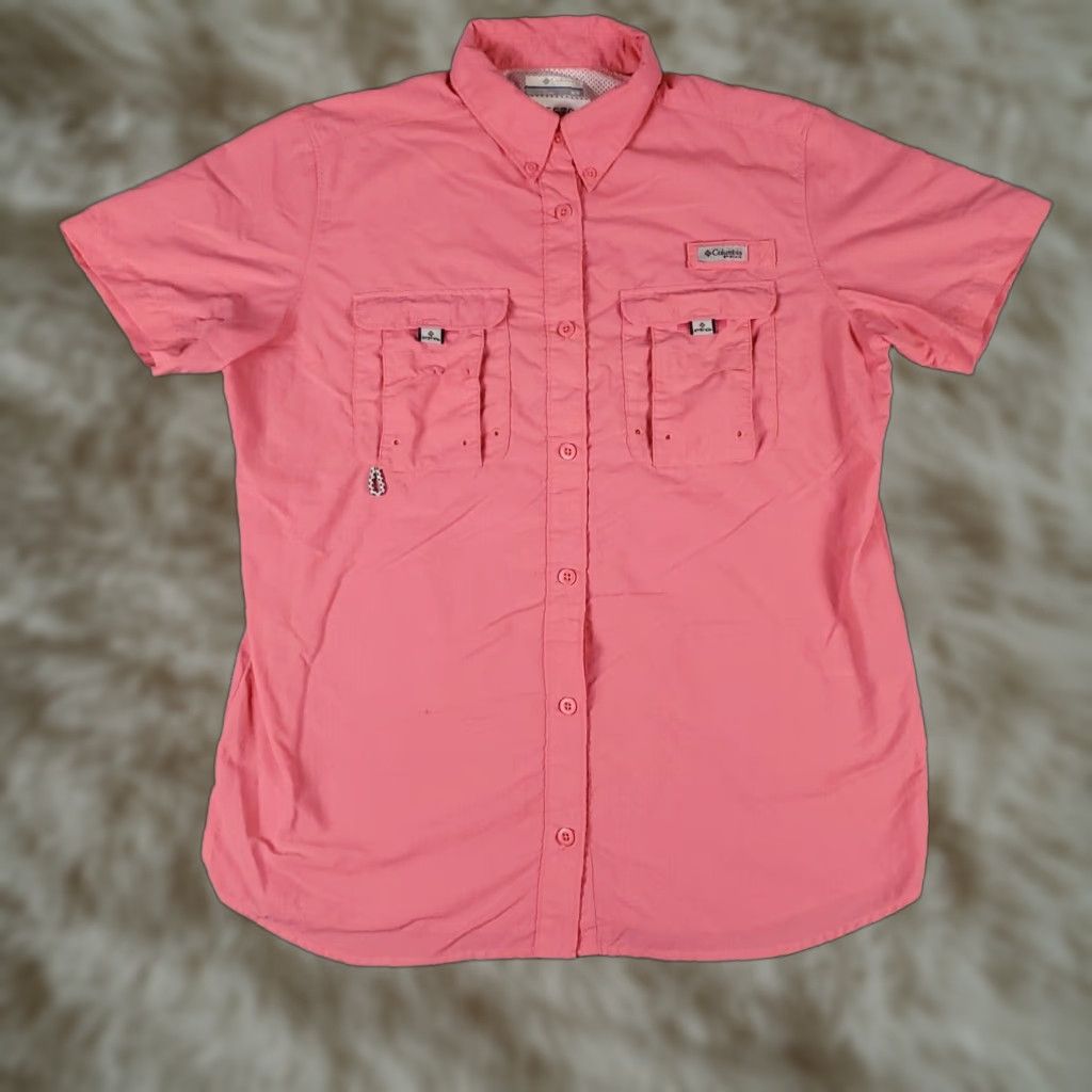 Pinko Columbia Shirt Womens Size Medium Pink Vented Outdoors Button Up Short Sleeve Size M / US 6-8 / IT 42-44 - 1 Thumbnail