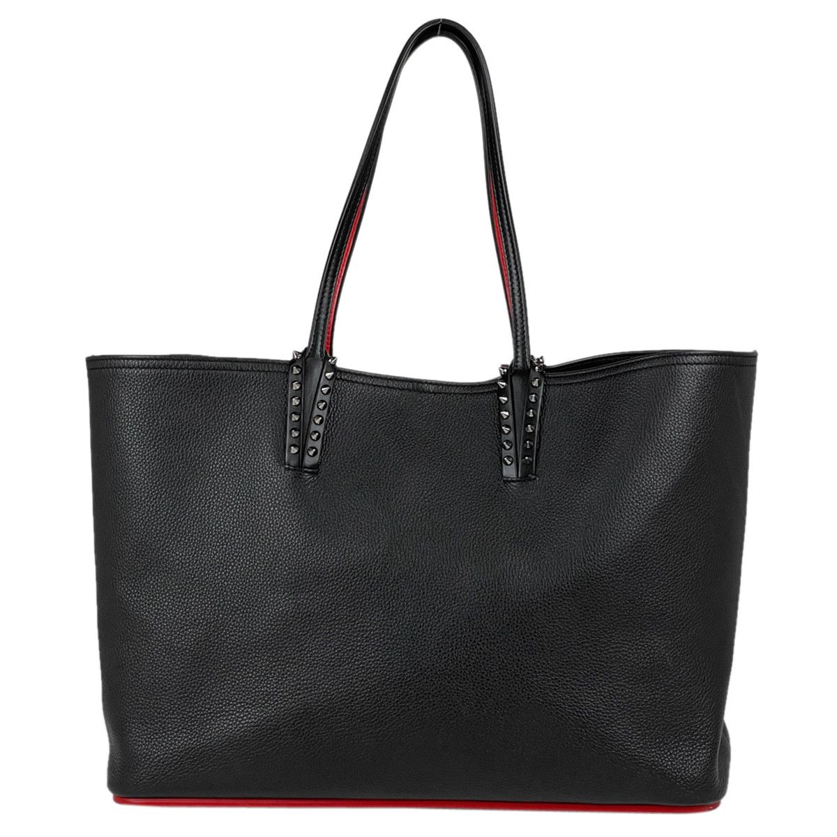 Christian Louboutin Cabata Tote Bag Shoulder Bag Leather Black Red