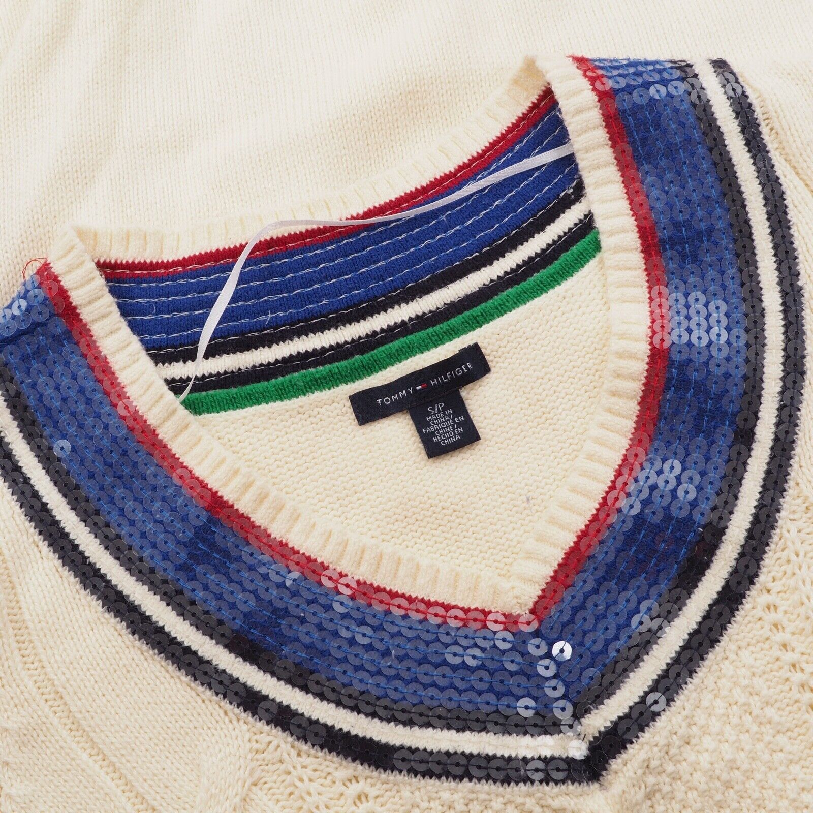 Tommy Hilfiger Tommy Hilfiger Cotton Sequin Neck Knit Long Sweater Dress Size S / US 4 / IT 40 - 5 Thumbnail