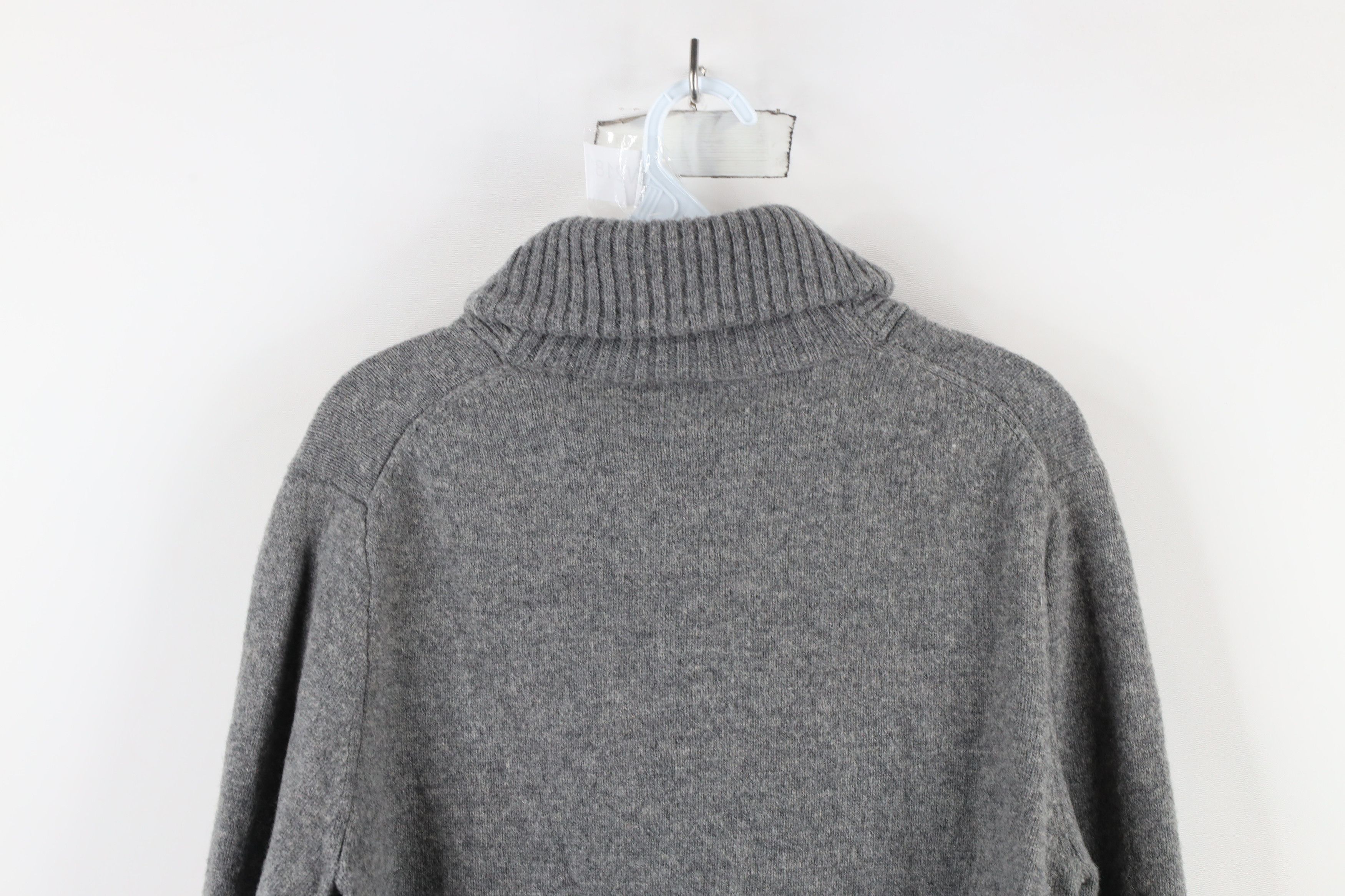 J.Crew × Vintage Vintage J Crew Wool Knit Shawl Collar Henley Sweater Gray Size US M / EU 48-50 / 2 - 9 Thumbnail
