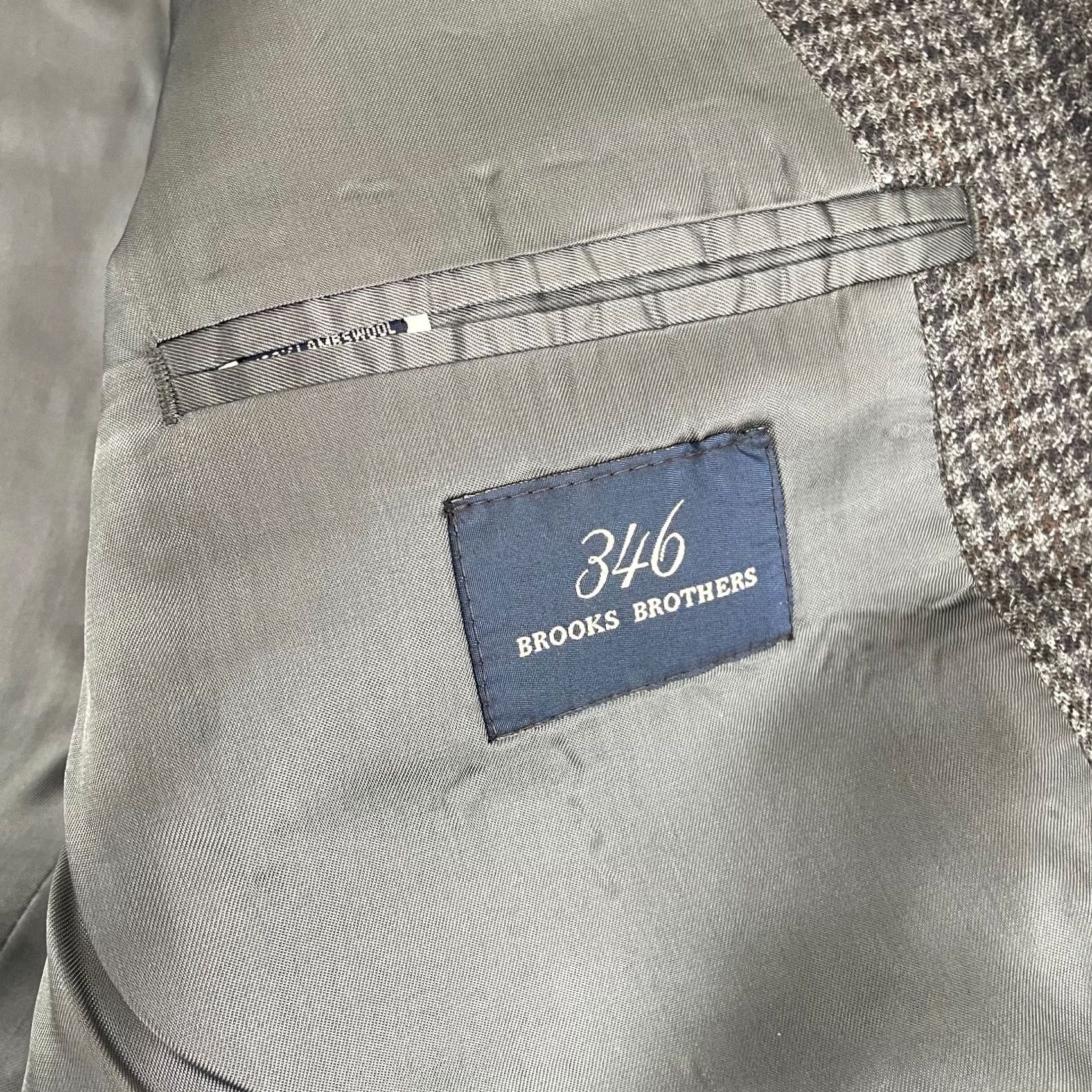 Brooks Brothers VINTAGE Brooks Brothers Blazer Sports Coat Men 48L Grey LambsWool Houndstooth Tweed Notch Two-Button Size 48R - 4 Thumbnail