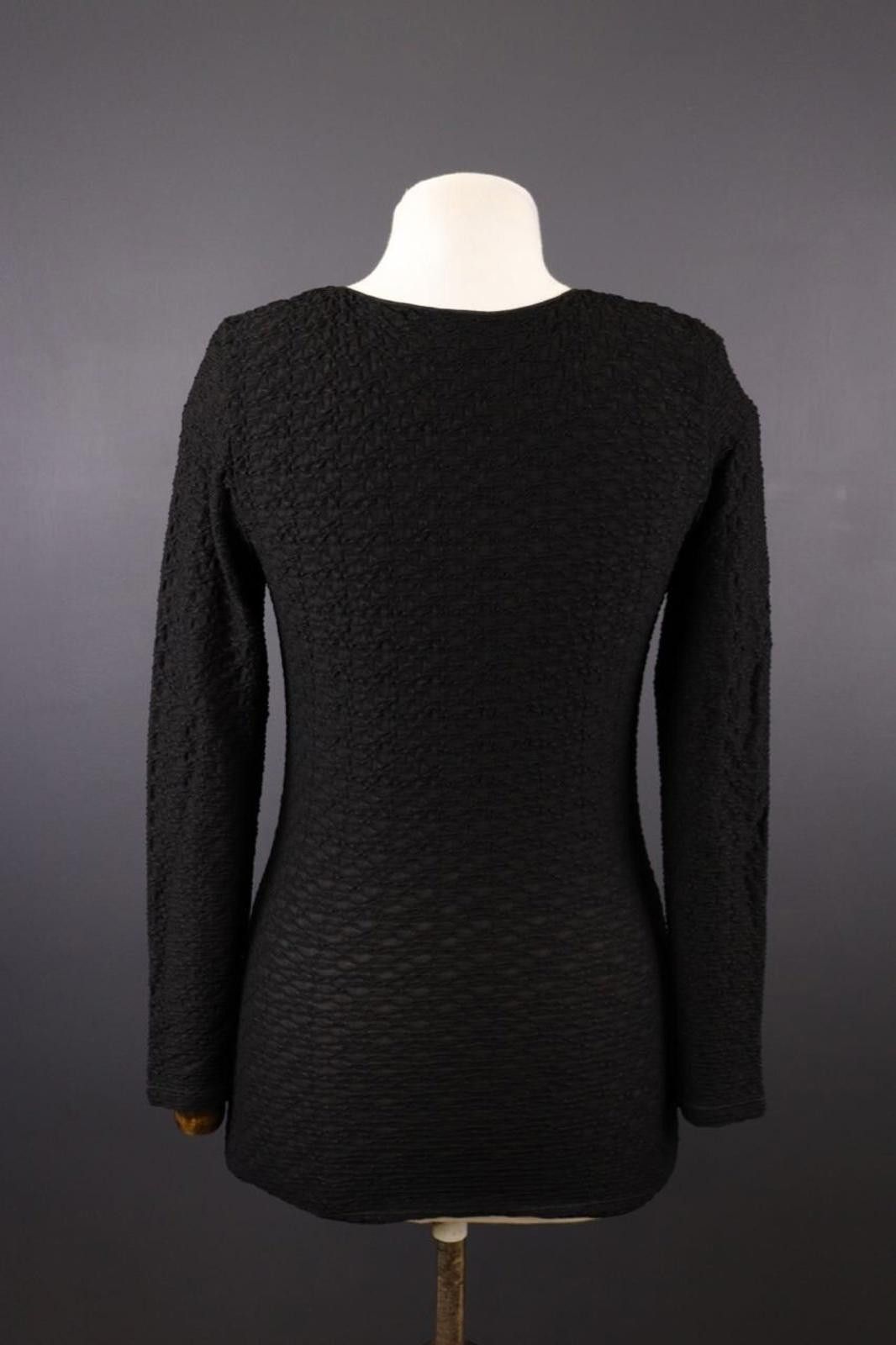 Armani Collezioni Armani Collezioni Black Ribbed Long Sleeve Top Shirt Size 36 Size M / US 6-8 / IT 42-44 - 5 Thumbnail