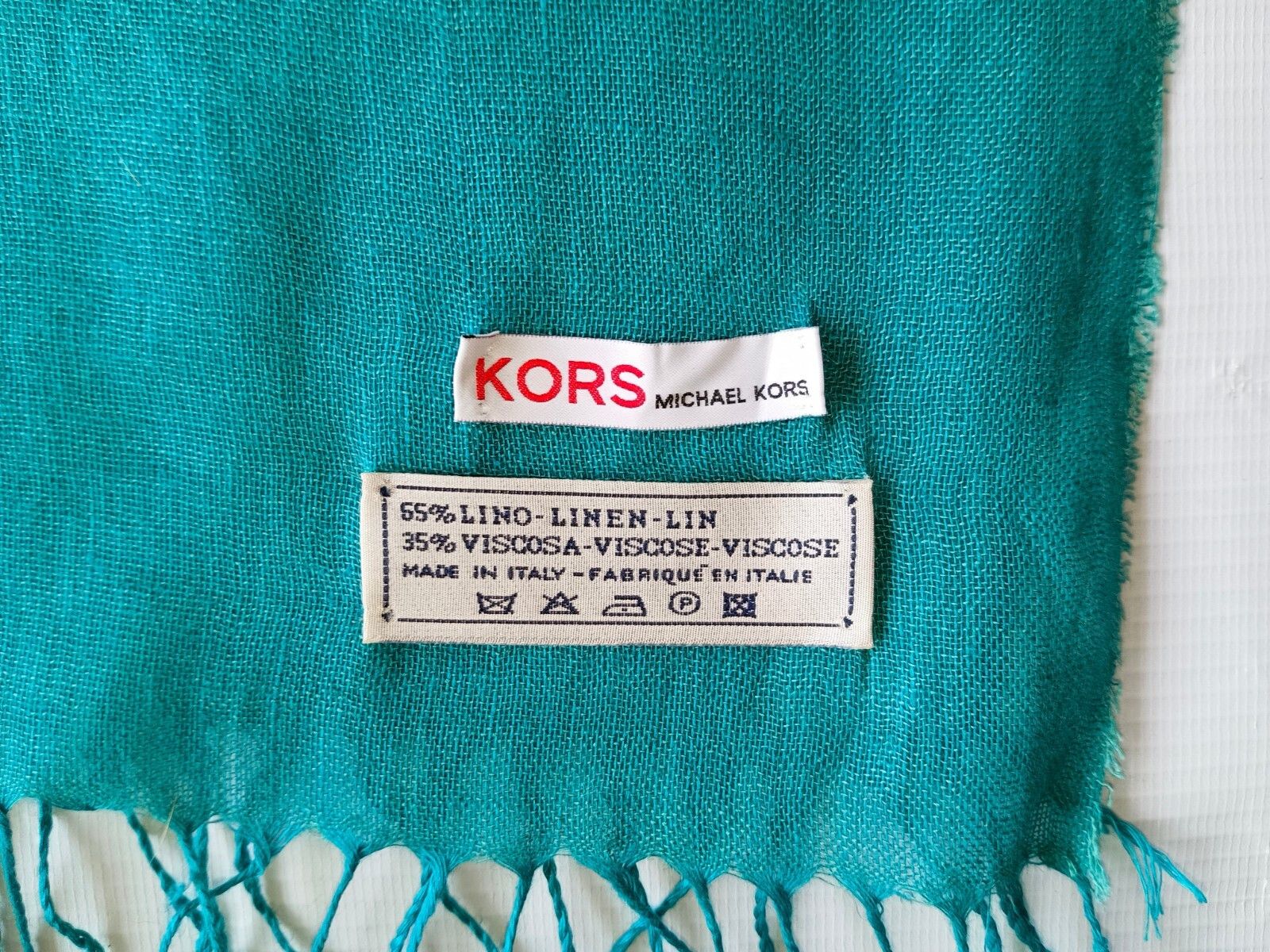Michael Kors MICHAEL KORS MK Long Green Linen Blended Fabric Scarf Shawl Size ONE SIZE - 3 Thumbnail