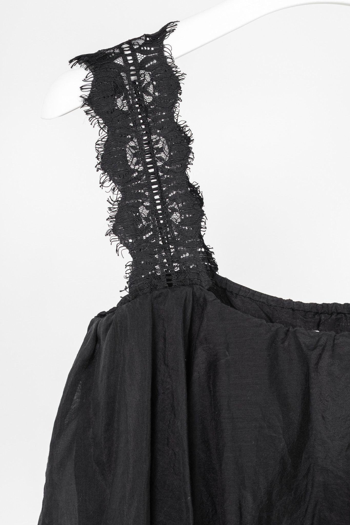CAMI NYC CAMI NYC Vanessa Black Cotton & Silk Lace-Trim Tiered Tank Size S / US 4 / IT 40 - 4 Thumbnail
