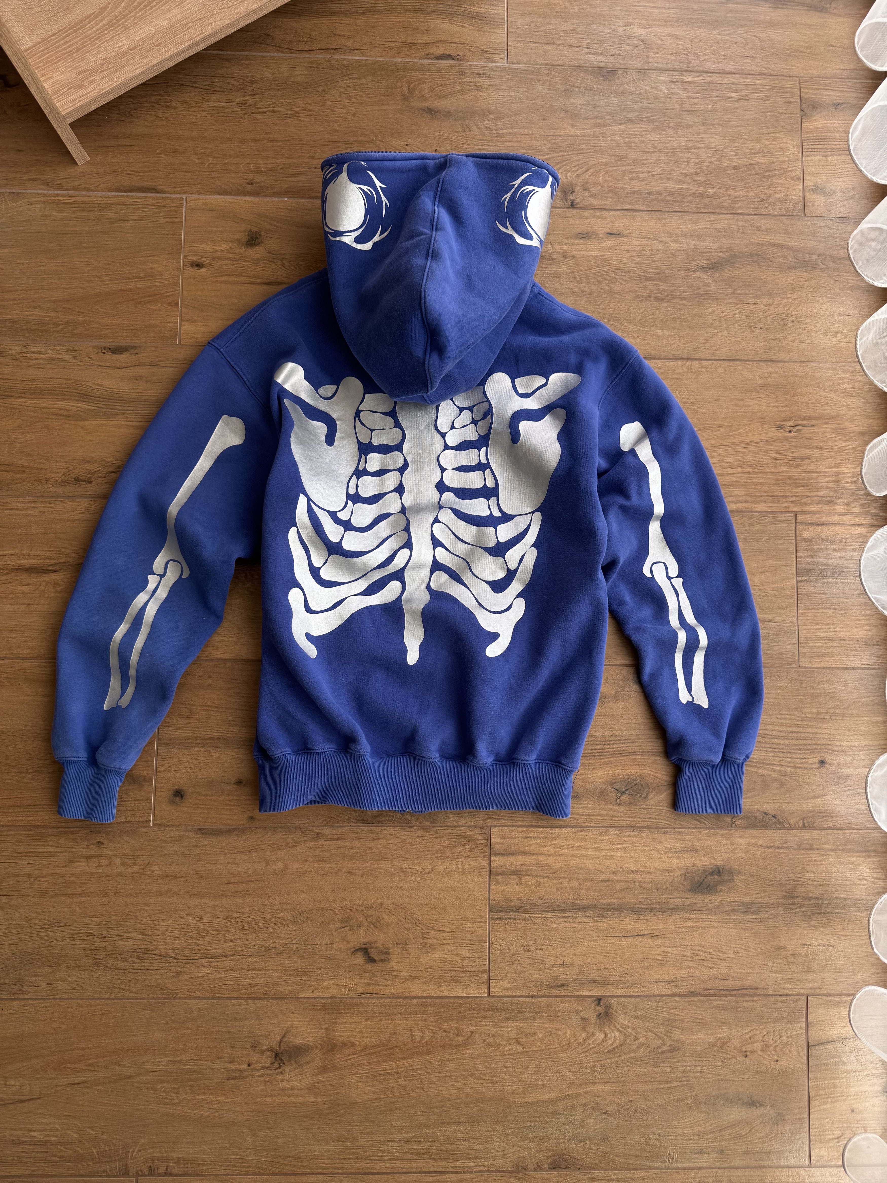 Japanese Brand × Vintage Vintage Kanye West Style Full Zip Skeleton Blue Hoodie Size US M / EU 48-50 / 2 - 10 Thumbnail