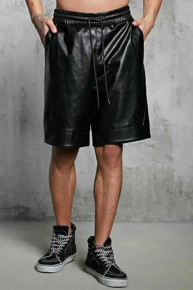 image of Pu Leather Short Pant in Black, Men's (Size 30)