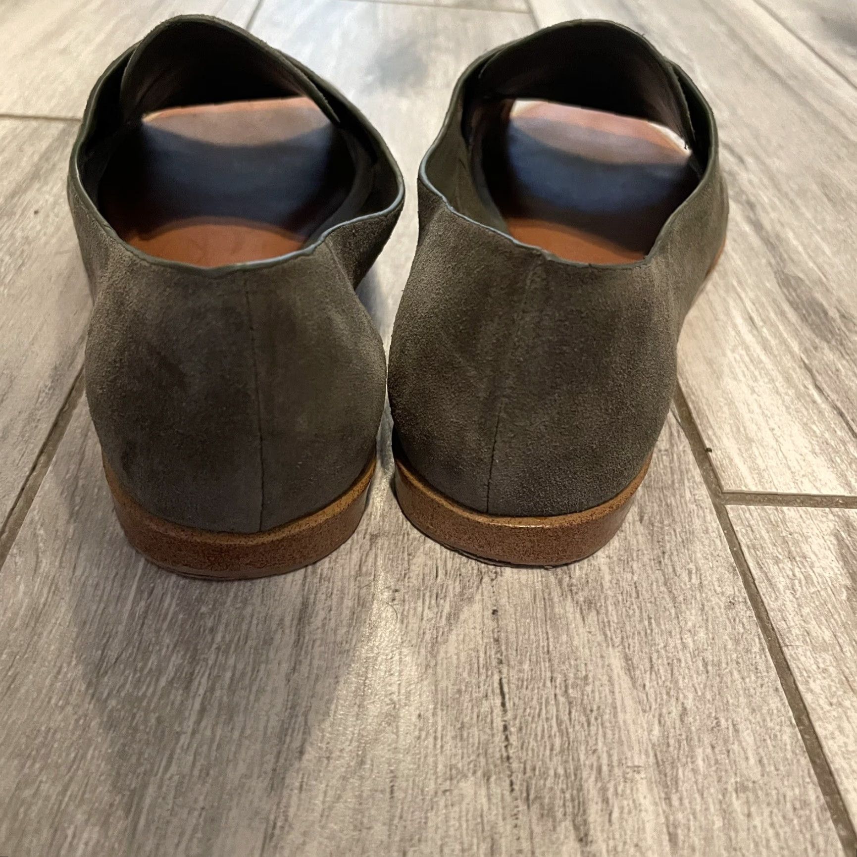 Vintage 1. STATE Cassidee Suede Leather Open Toe Olive Slip On Flats - 6 Womens State d’Orsay Green Flat Size US 6 / IT 36 - 6 Thumbnail