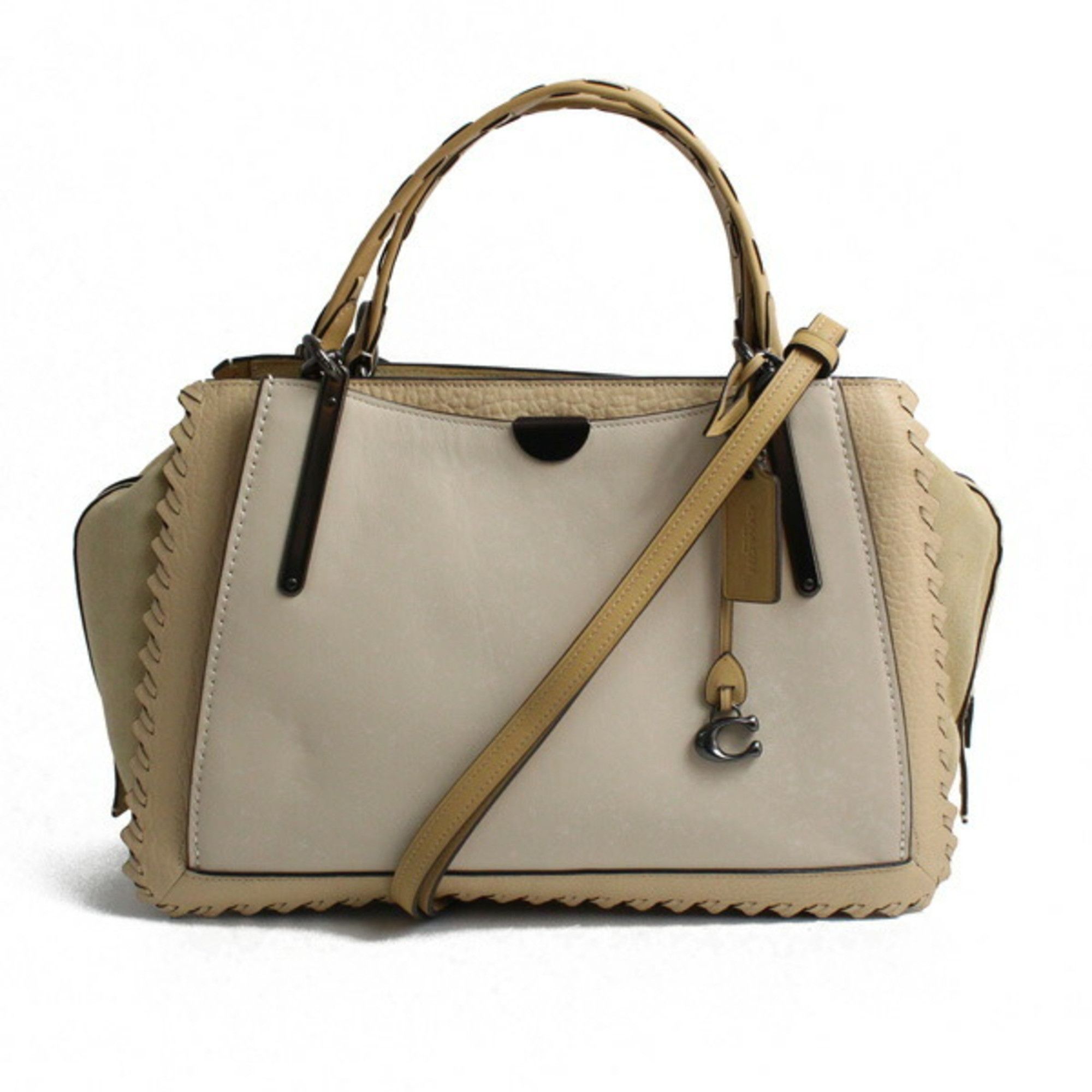 image of Coach Dreamer 36 Color Block With Whipstitch Tote Bag 2Way Shoulder 69613 Outlet in Ivory, Women's