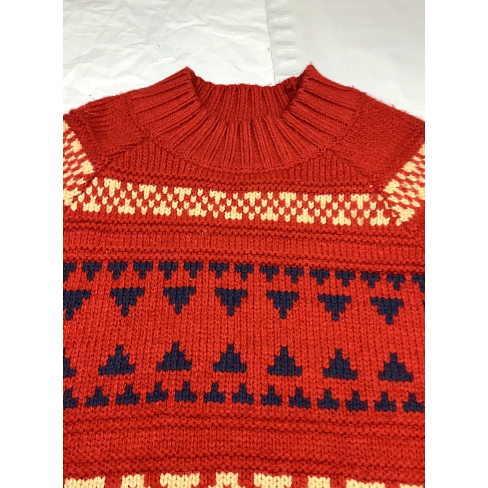 Vintage Universal Thread Sweater Shirt Ladies 2XL Rust Red Fair Isle Chunky Knit Boxy Pullover Oversized Women’s Size XXL / US 16-18 / IT 52-54 - 6 Thumbnail