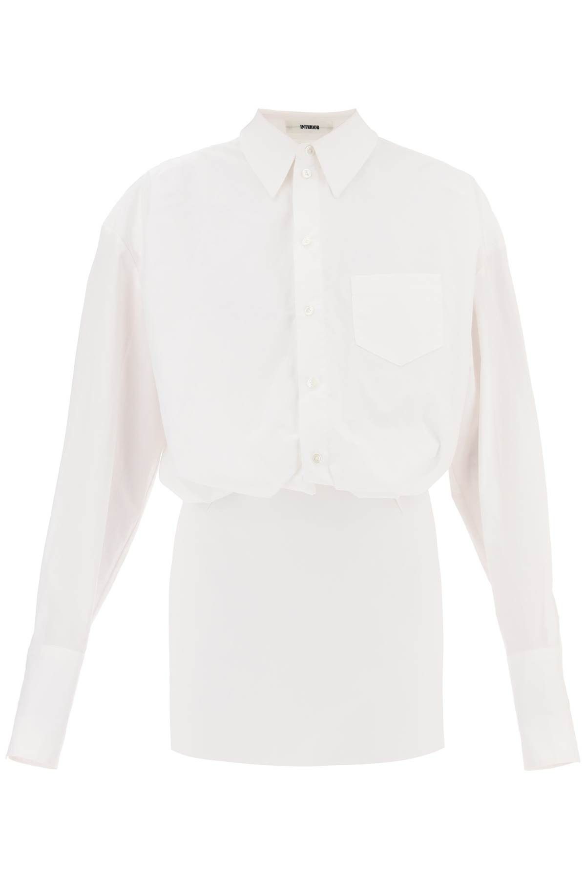 image of Interior NYC Nuno Mini Shirt Dress in Bianco, Women's (Size Small)