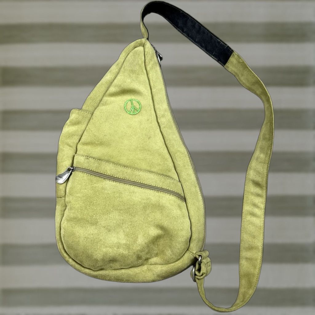 VINTAGE AmeriBag Women's Crossbody Bag Medium Green Suede Fabric