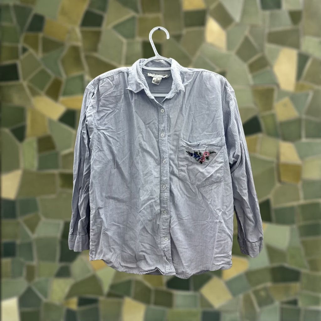Vintage VINTAGE New York Aspects Womens Shirt Medium Blue Striped Button-Up Long Sleeve VTG Size M / US 6-8 / IT 42-44 - 1 Thumbnail