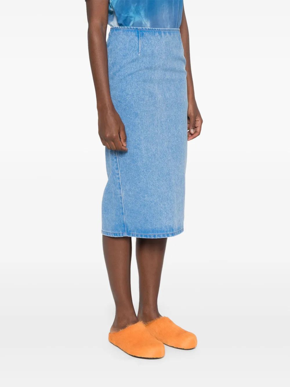 Marni o1y1125 Denim Midi Skirt in Blue Size 26" / US 2 / IT 38 - 3 Thumbnail