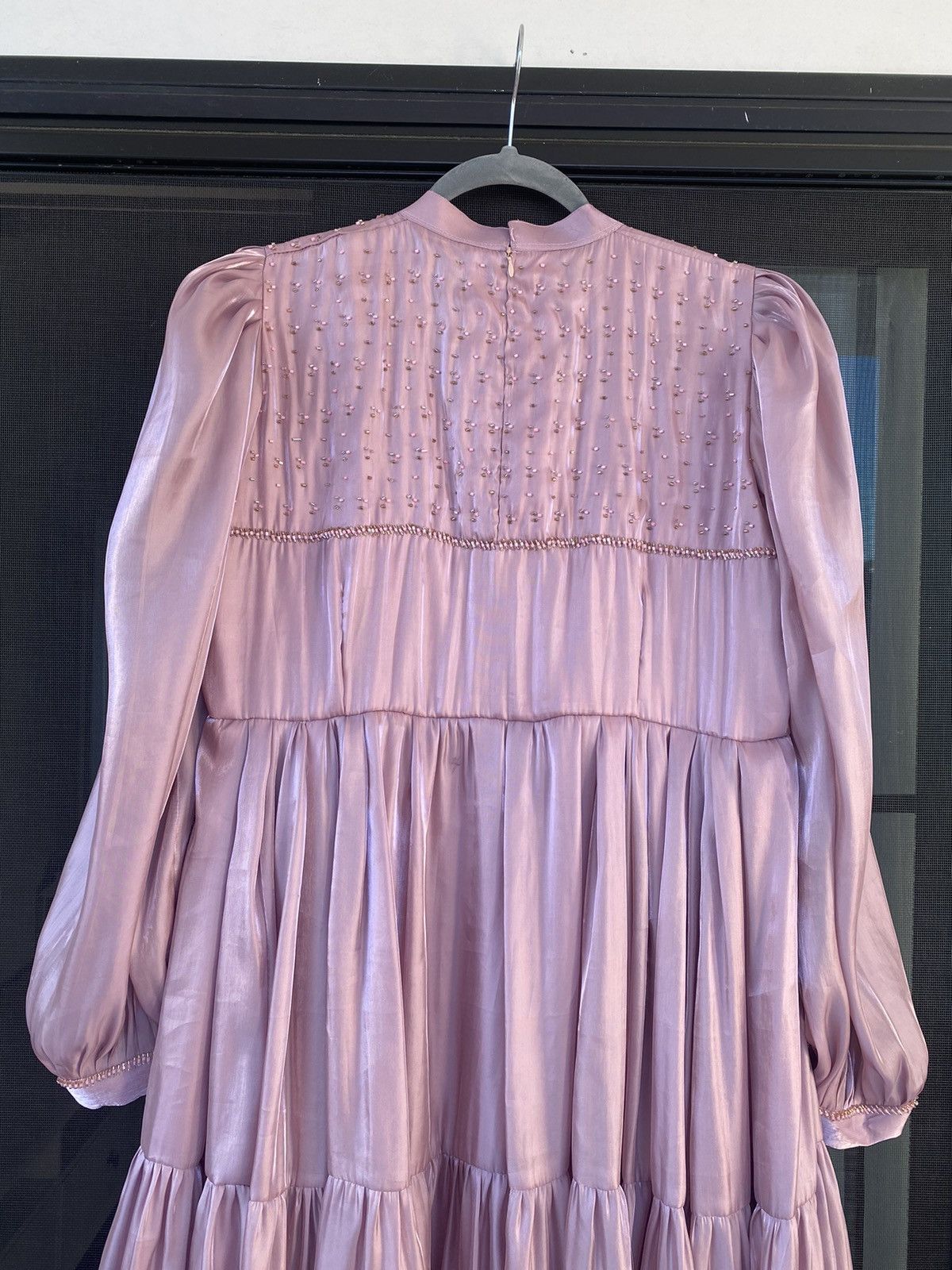 Other Gorgeous Sz L Pink Ruffle Tiered Partywear Maxi Beaded Dress Size L / US 10 / IT 46 - 10 Thumbnail